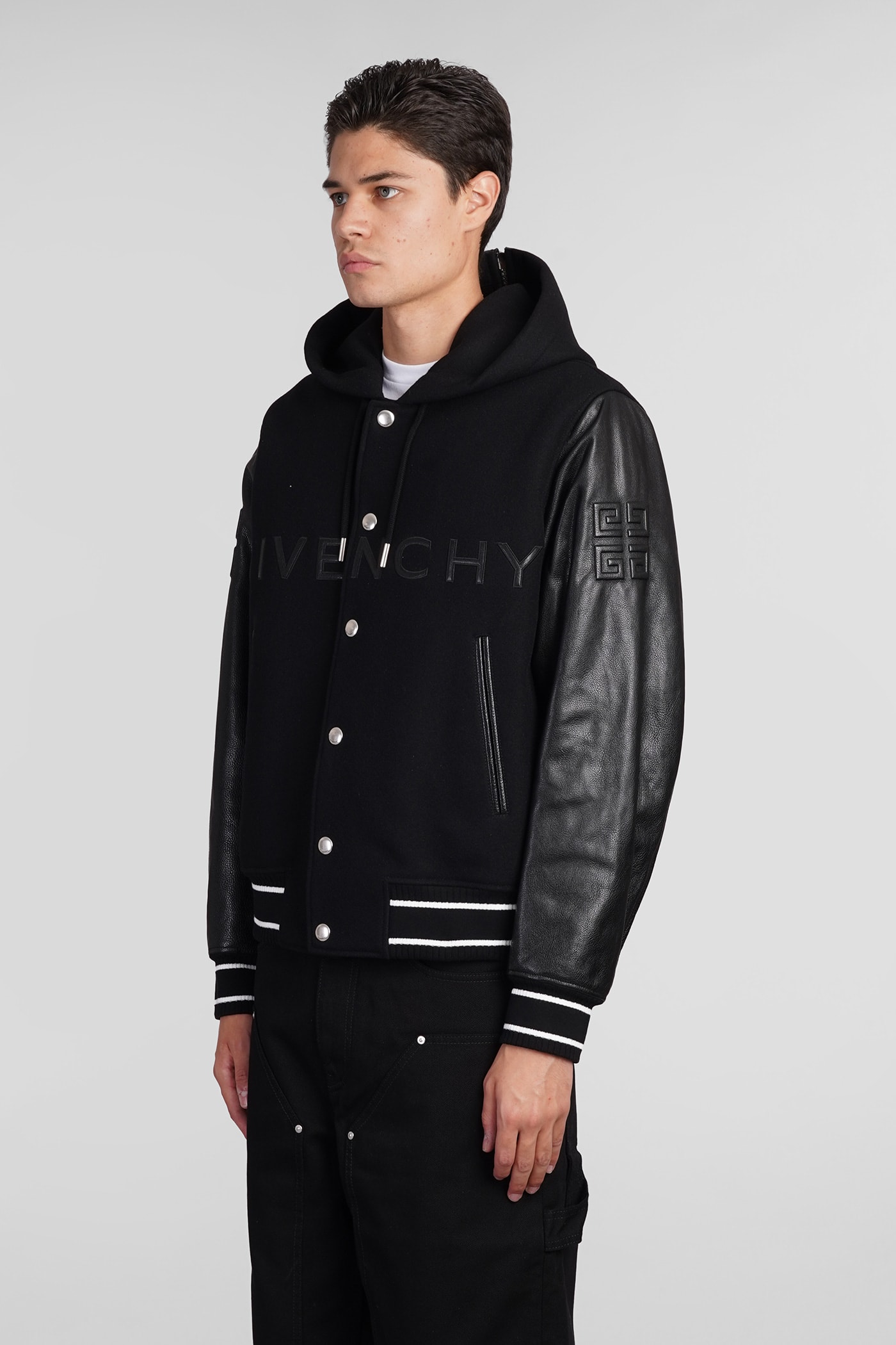 Shop Givenchy Bomber In Black Wool