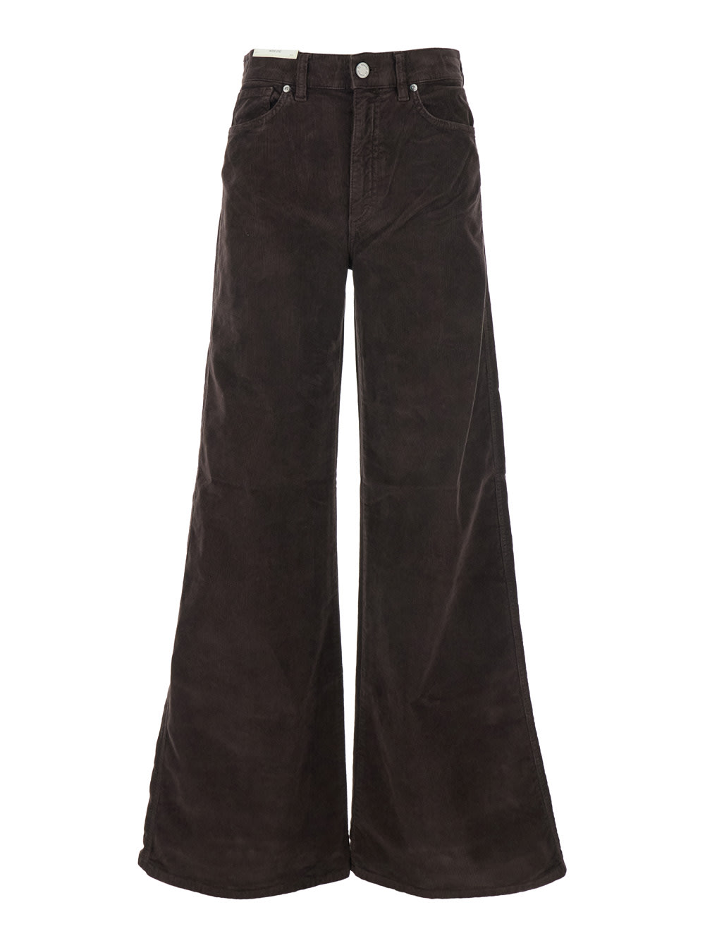 cindy Brown Pants With Logo Patch On The Rear And Wide Leg In Corduroy Woman