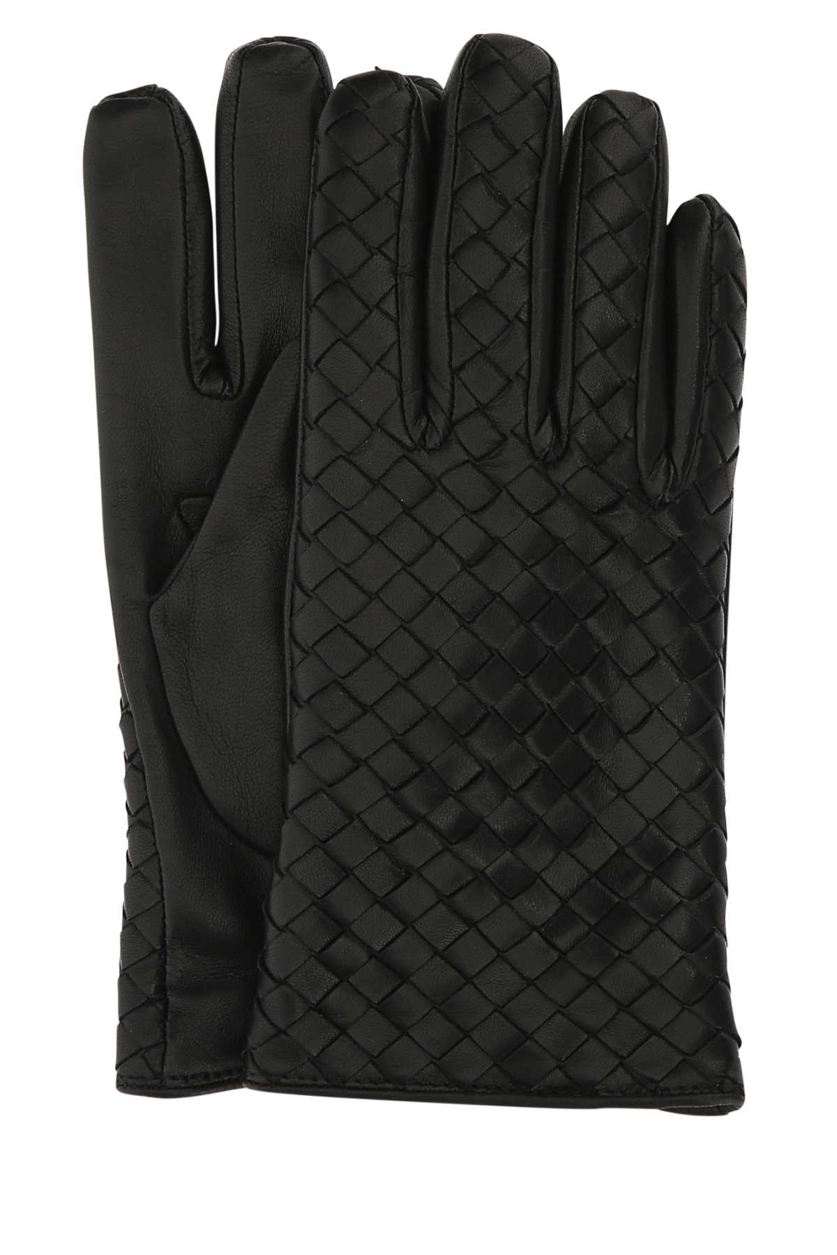 Shop Bottega Veneta Black Leather Gloves In 1000