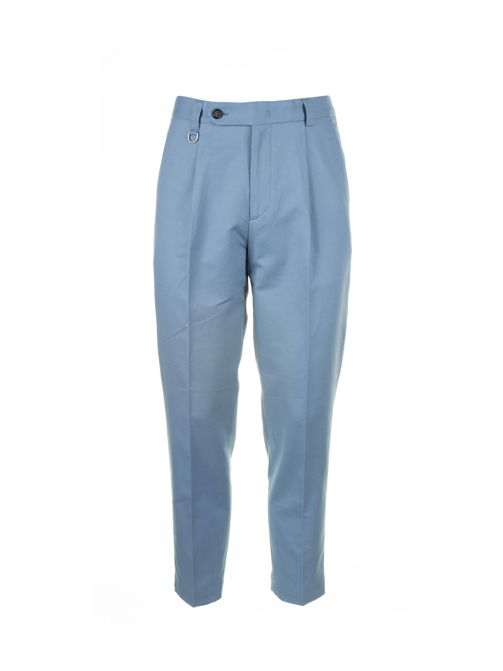 Light Blue Trousers In Cotton And Linen