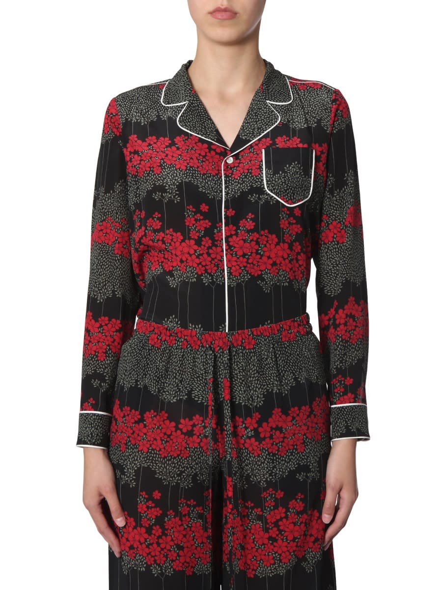 Shop Red Valentino Shirt With Dreaming Peony Print In Black