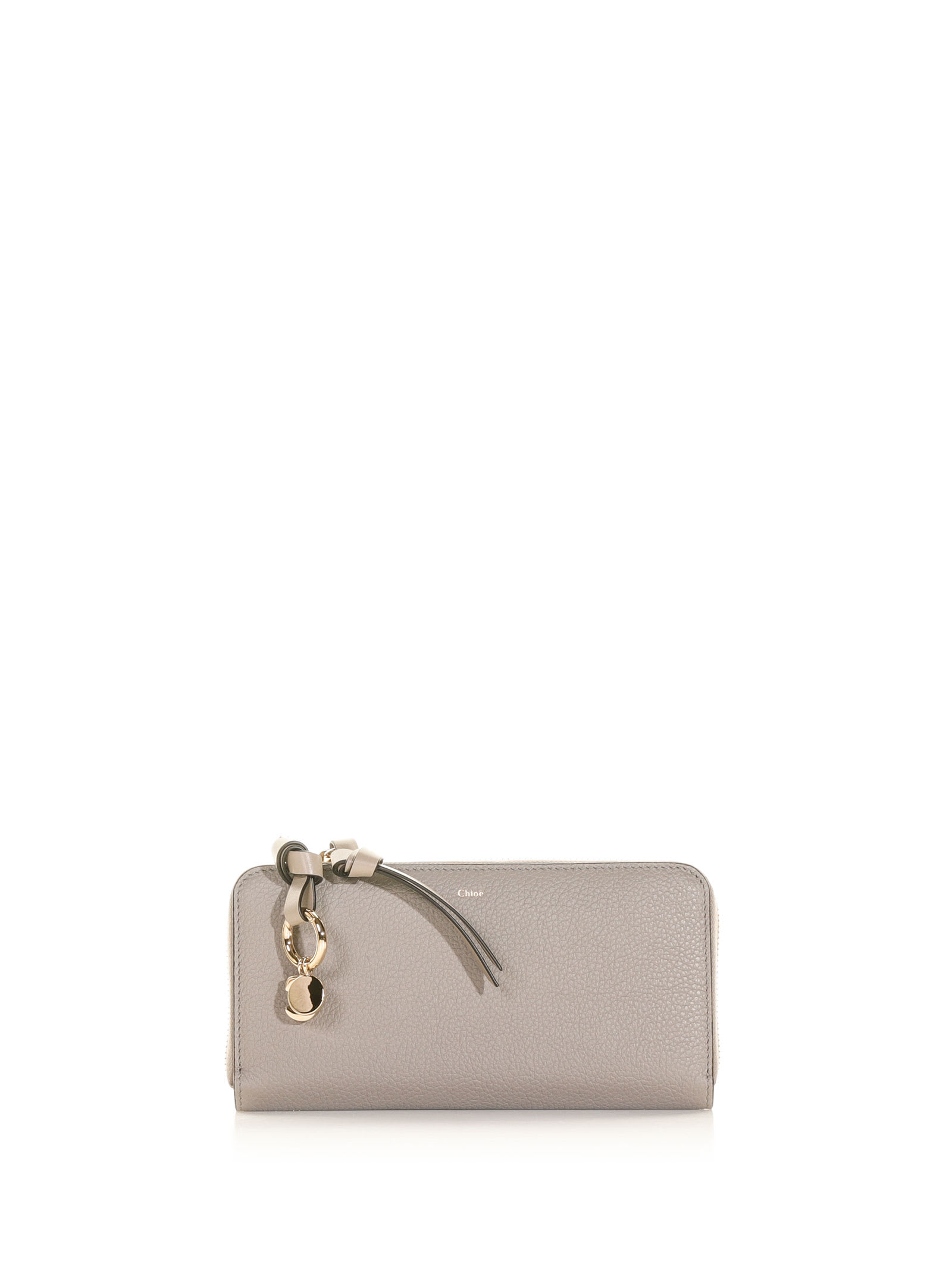 Chloé Full Zip Leather Wallet In Cashmere Grey