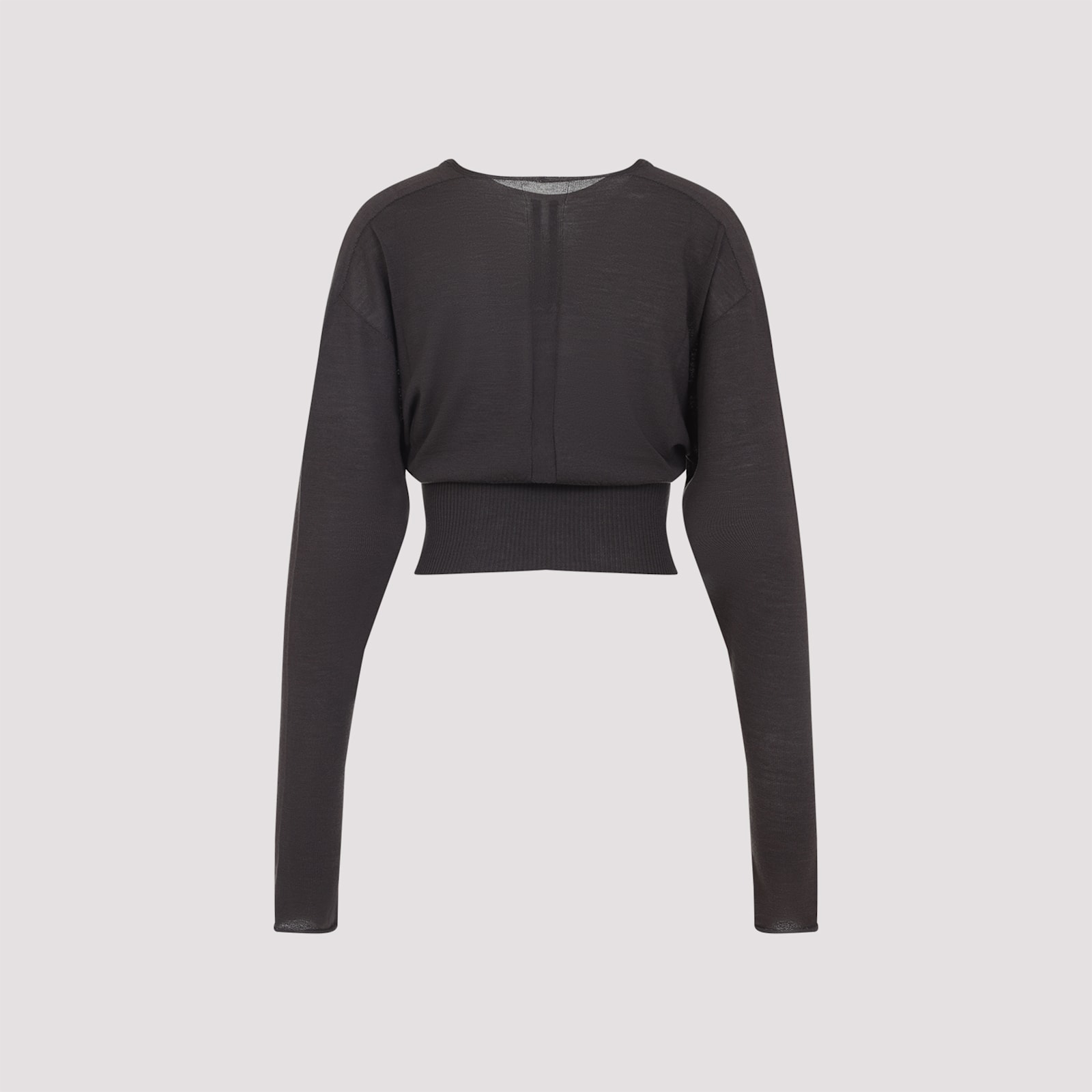 Rick Owens Cropped Virgin Wool Pullover V-neck In Black
