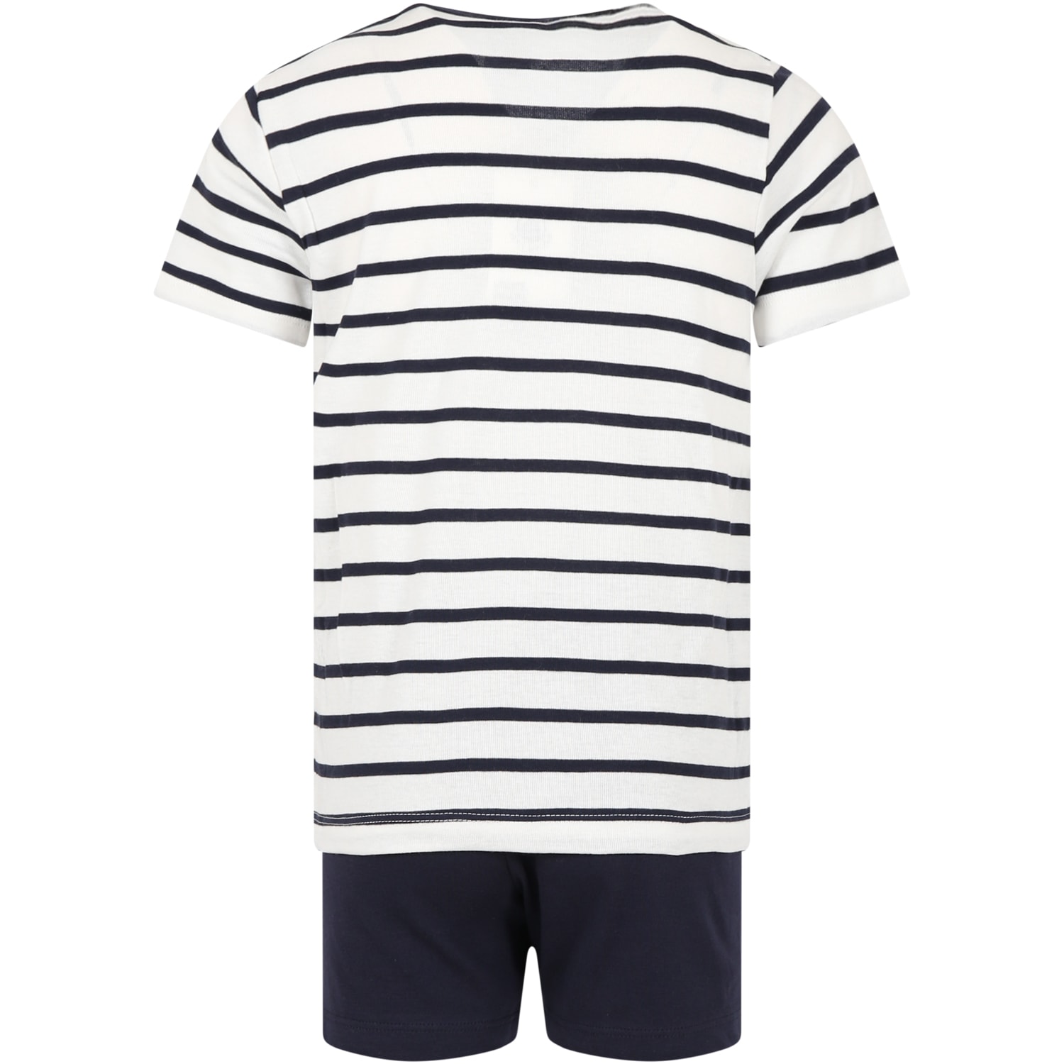 Shop Petit Bateau Multicolor Pajamas For Boy With Logo Print