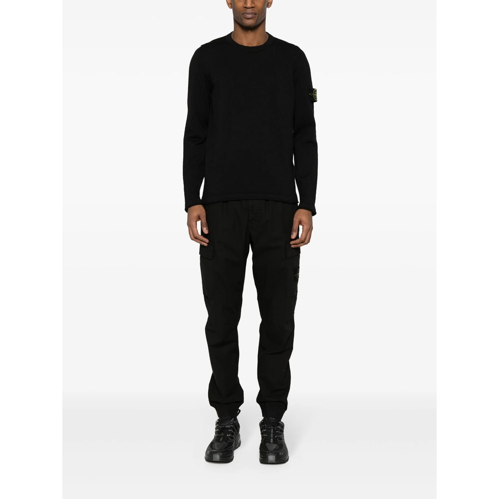 Stone Island Cotton Sweatshirt With Removable Logo Patch In Black
