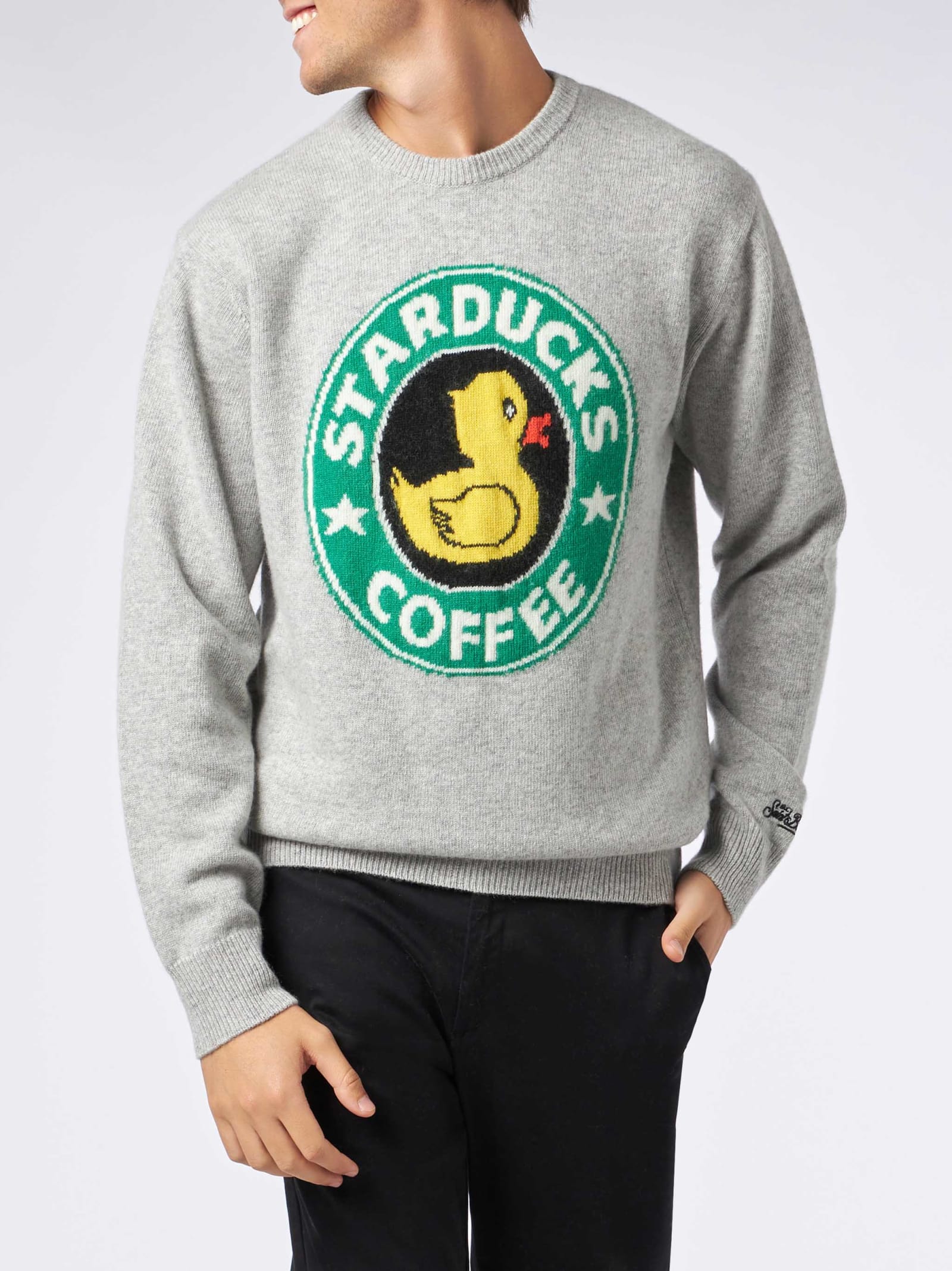 MC2 SAINT BARTH MAN SWEATER WITH STARDUCKS COFFEE PRINT