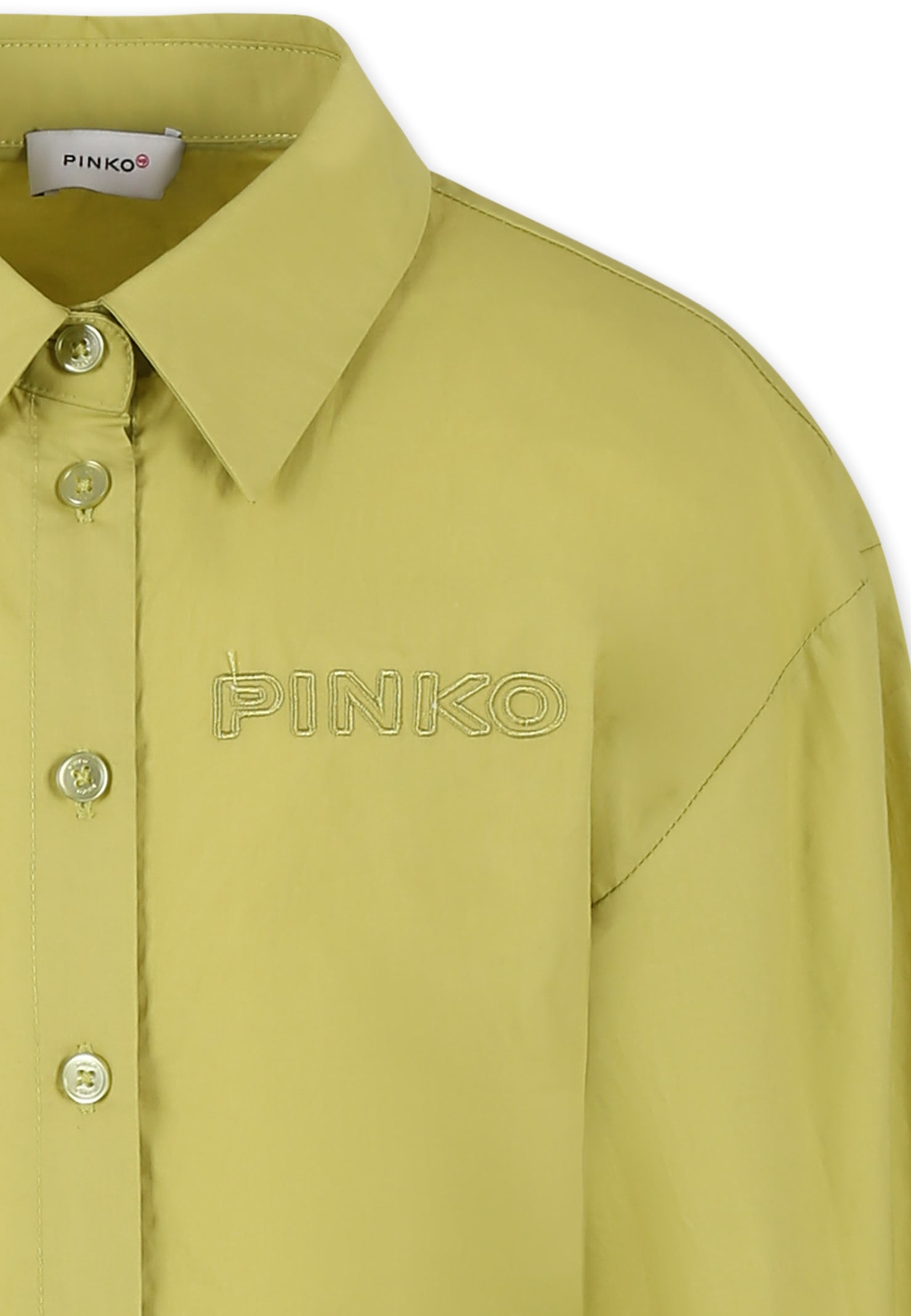 Pinko Green Jumpsuit For Girl With Logo In Green