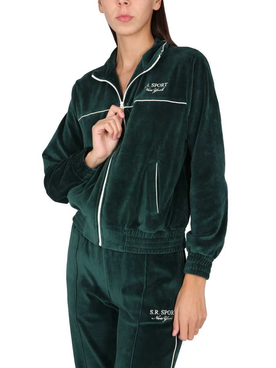 Sporty & Rich Zip Sweatshirt. In Green