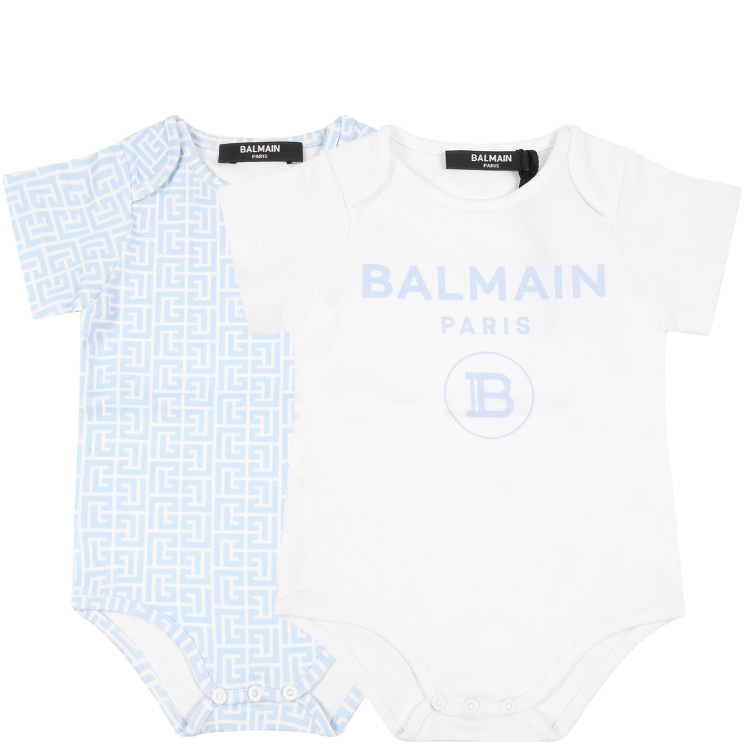 Balmain Multicolor Set For Baby Boy With Light Blue Logo