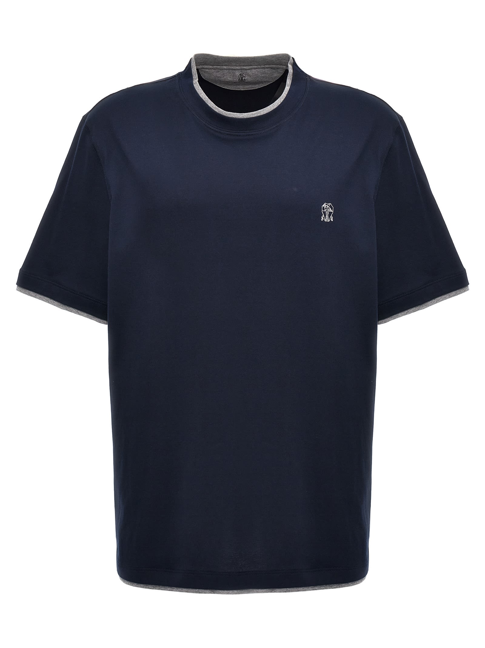 Shop Brunello Cucinelli Double Layer T-shirt In Blue