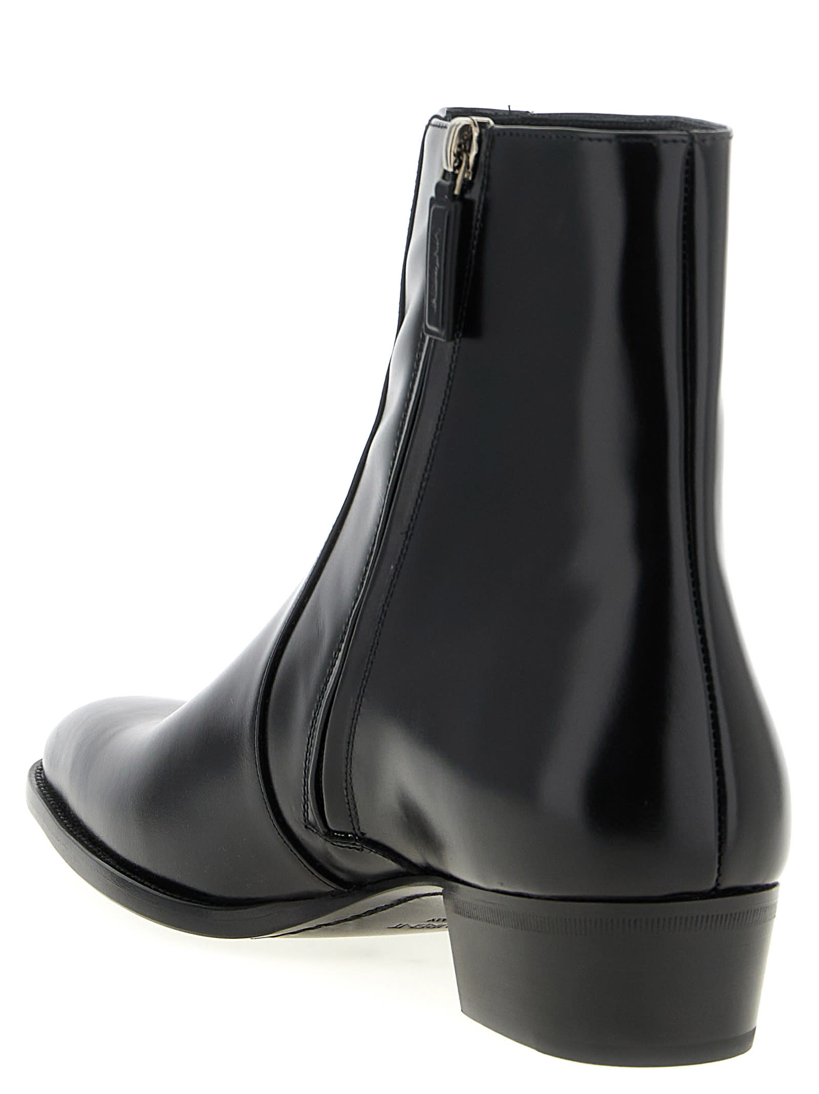 Saint Laurent Black Roman Boots In Smooth Leather In Black