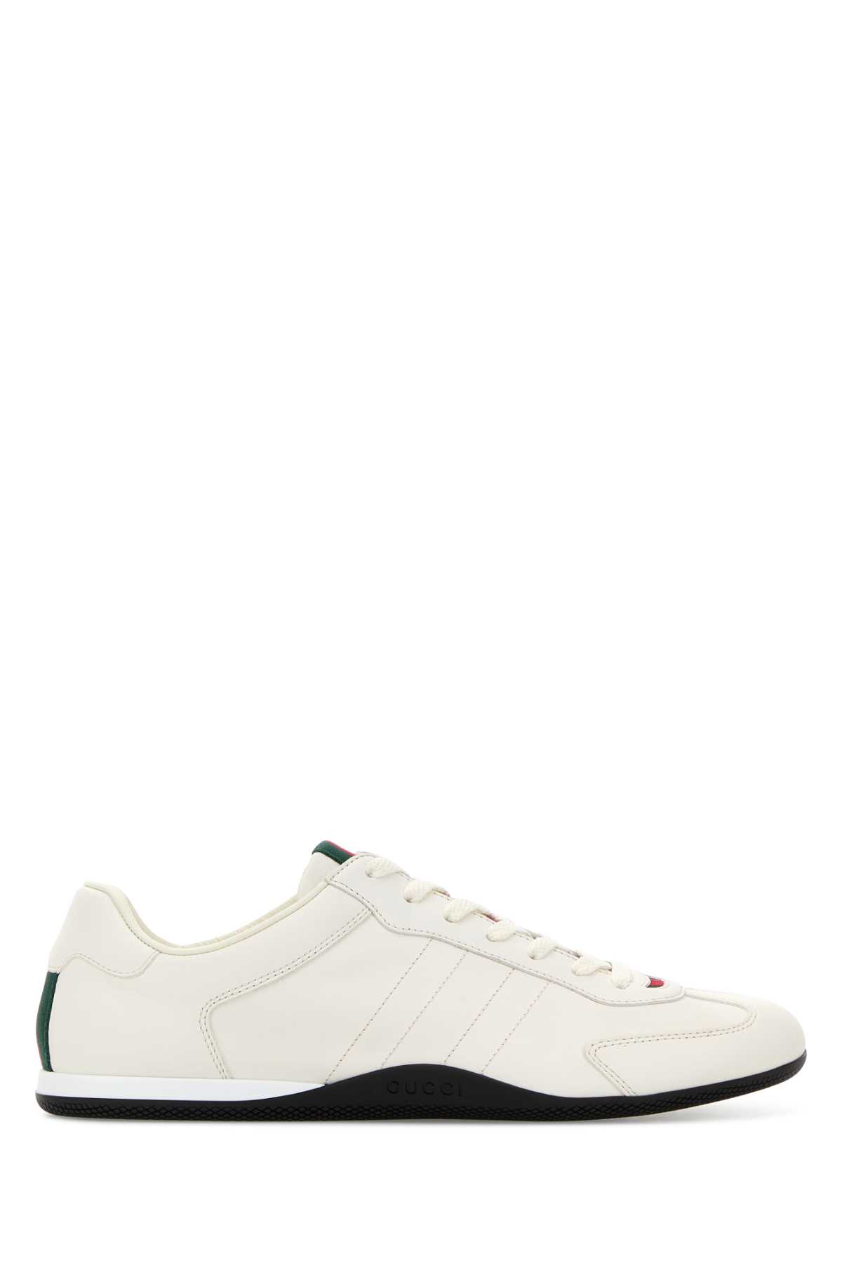 Gucci White Calf Leather Bos Taurus Low Top Sneakers In Neutral