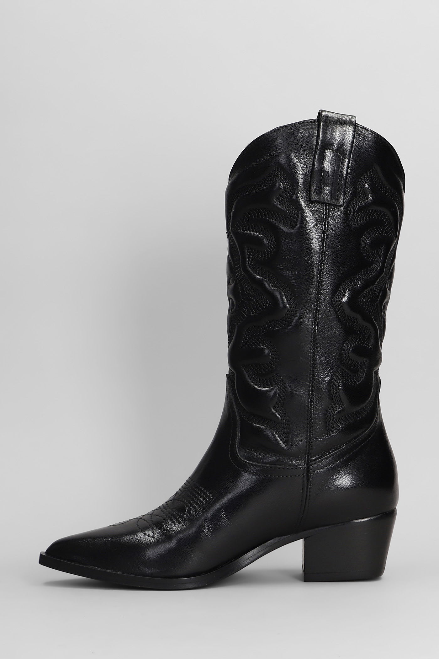 Julie Dee Texan Boots In Black Leather
