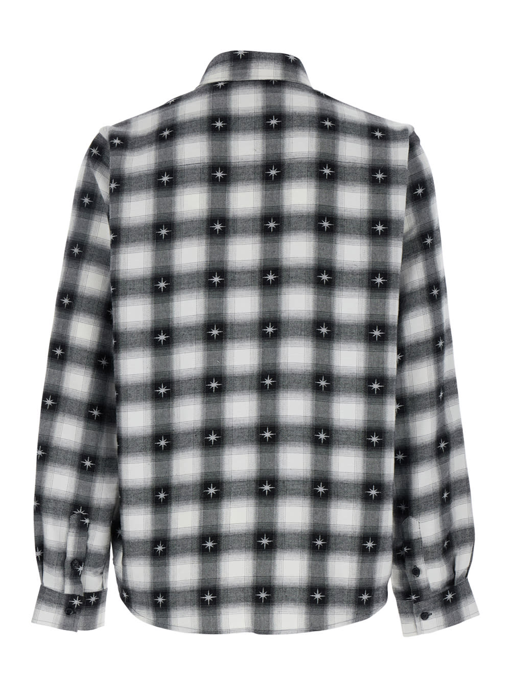 Amiri Starburst Plaid Cotton Flannel Button-up Shirt In Black