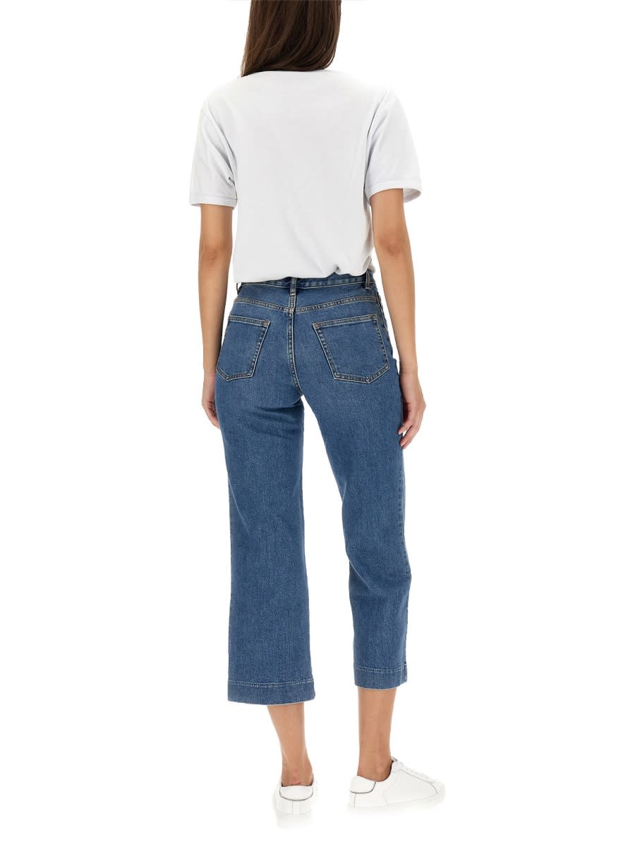 Apc Wide-leg Jeans With Belt Loops And Five-pocket Design In Azure