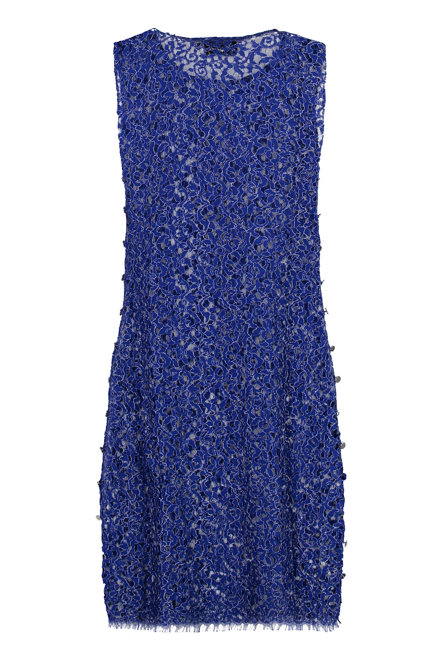 Shop Coperni Floral Lace Dress In Blue