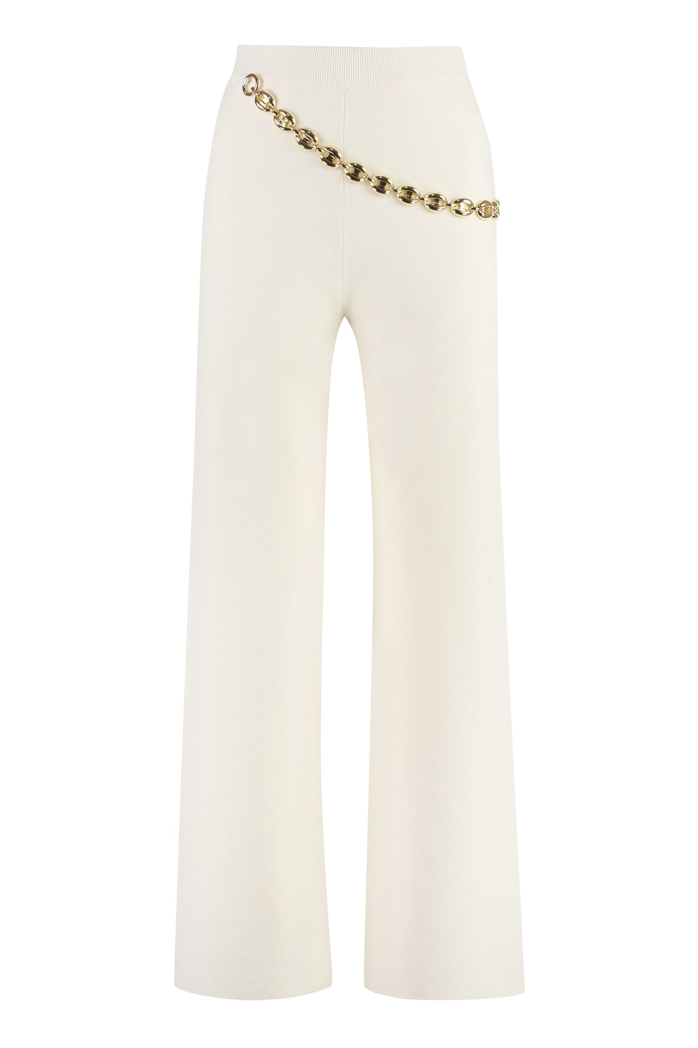 White Wide Leg Trousers With Belt