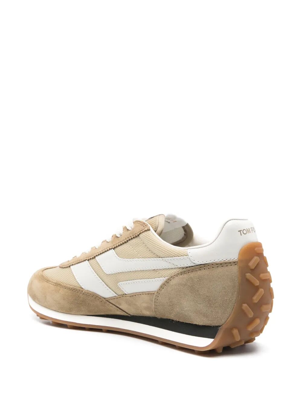 Tom Ford Round Toe Low-top Sneakers In Dark Sugar Amber