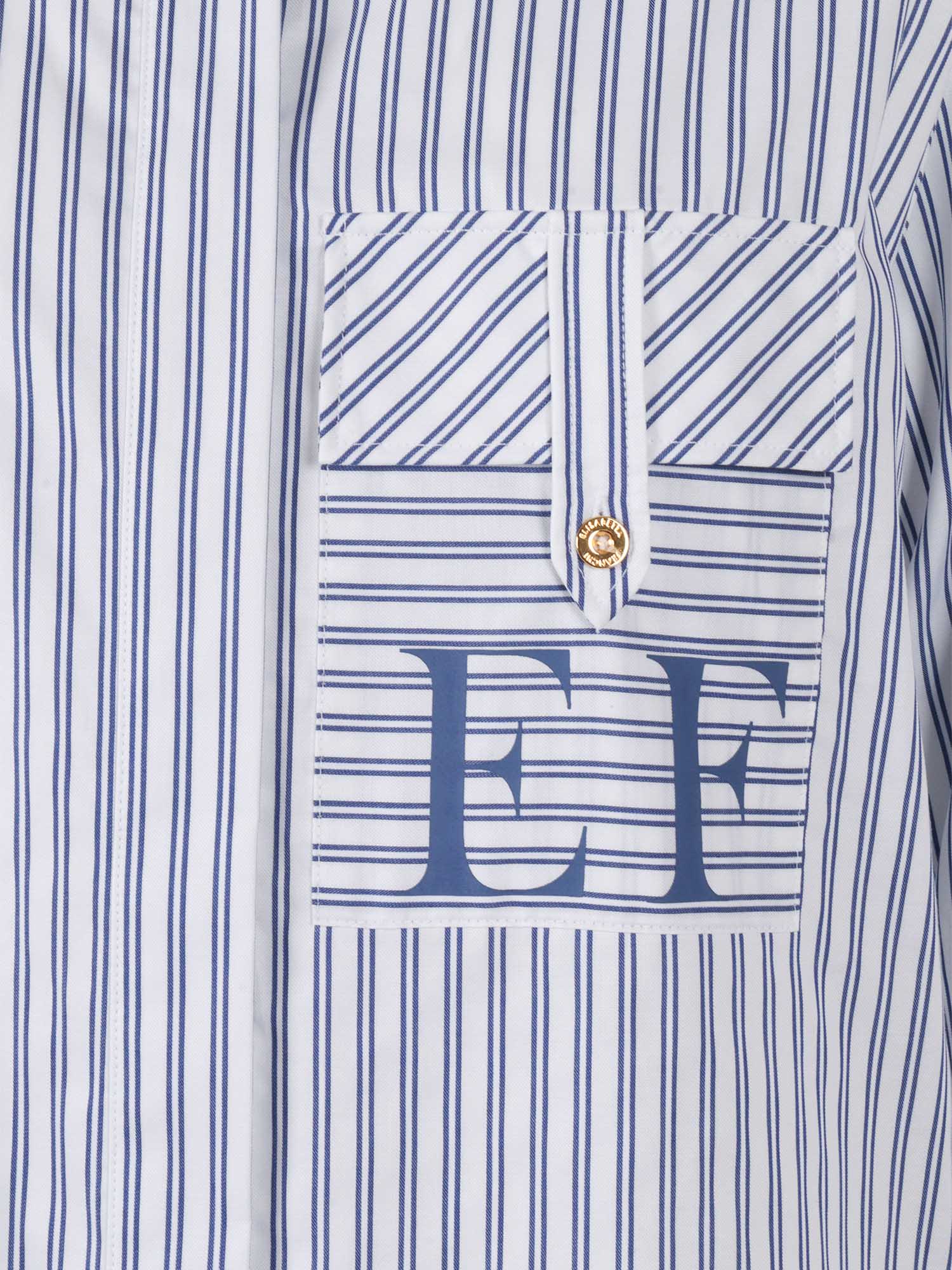 Elisabetta Franchi Striped Button-down Collar Shirt With Chest Pocket In Blue