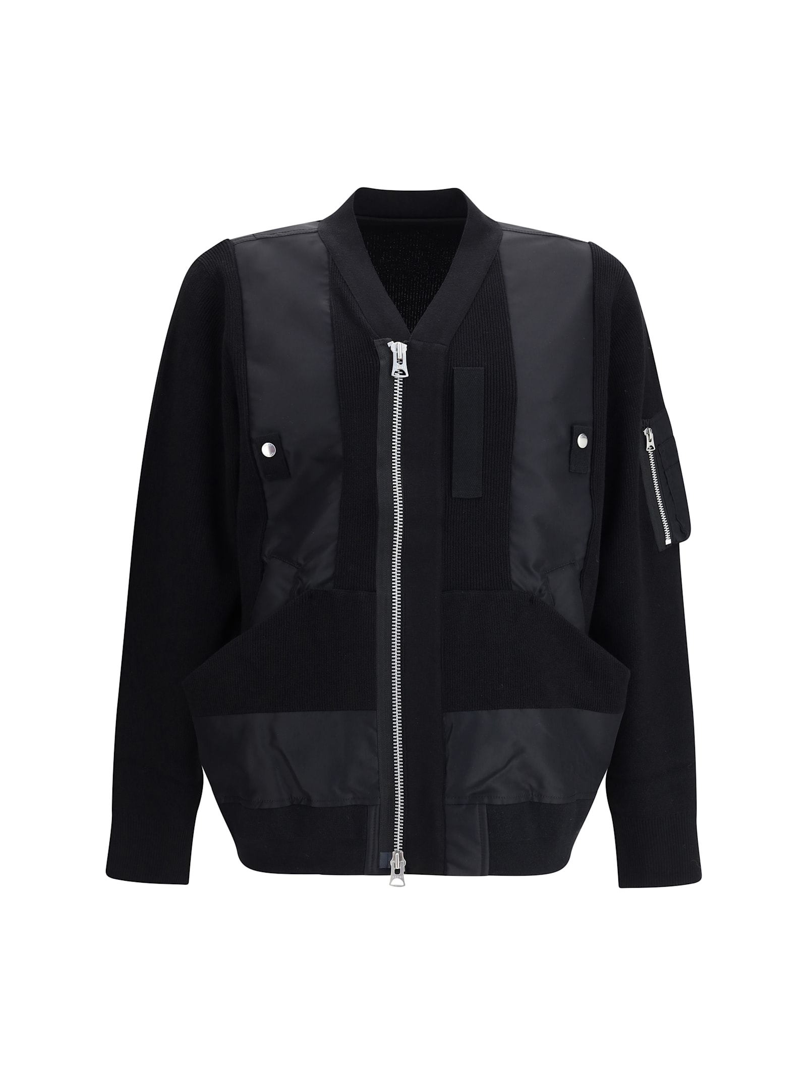 Sacai Zip-up Bomber Jacket In Black