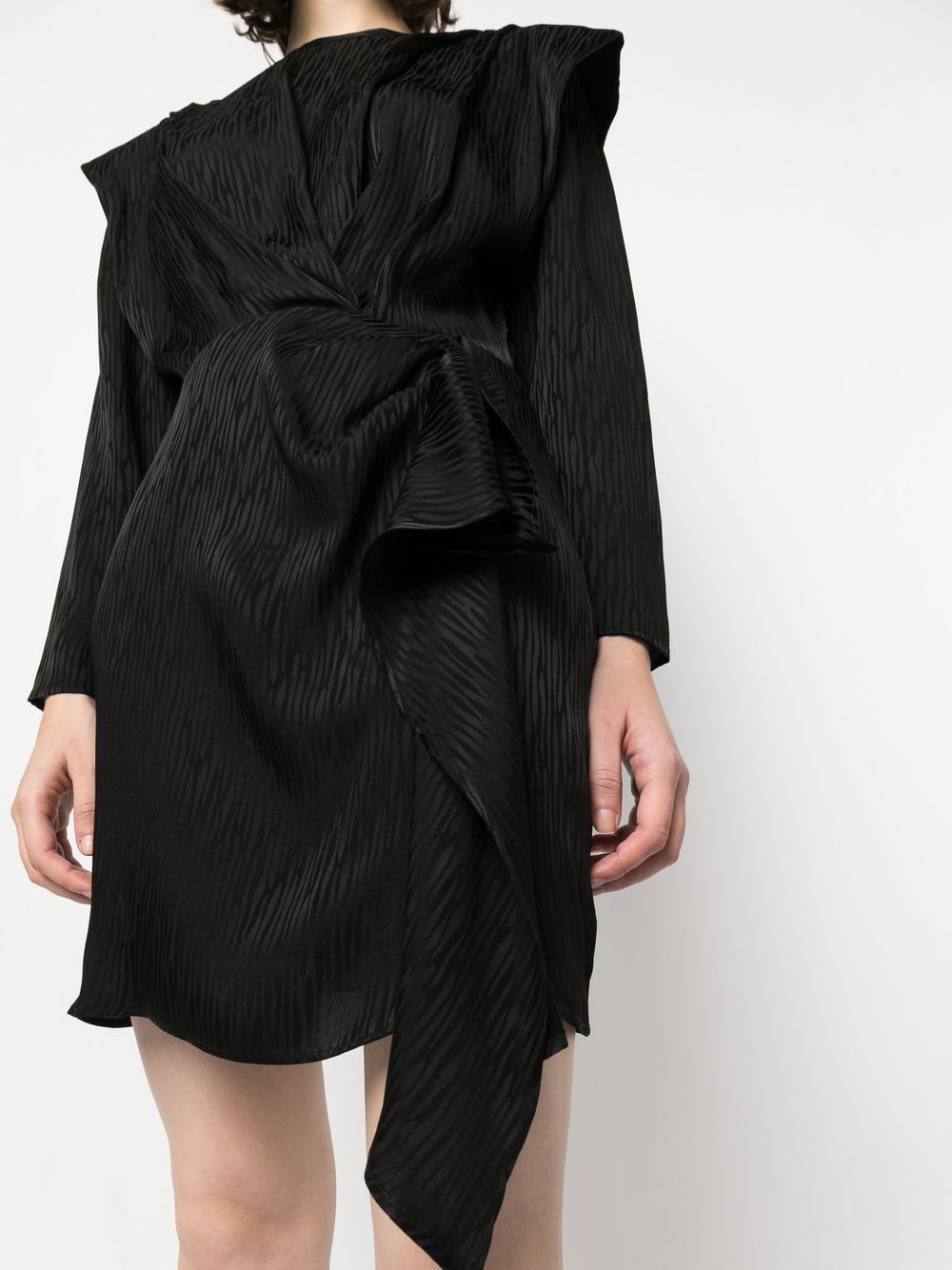 Iro Wrap-effect Printed Crepe Mini Dress In Black