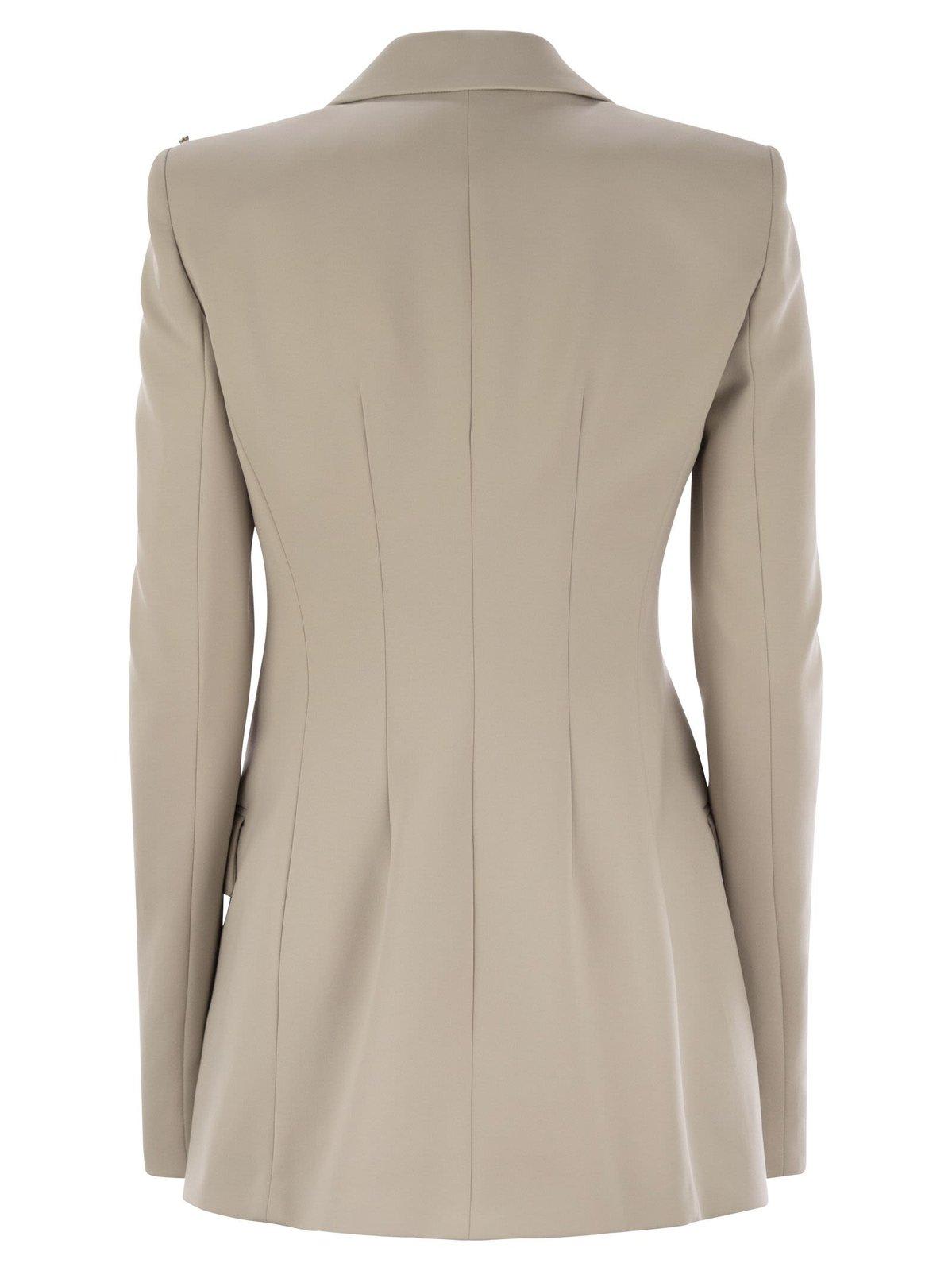 Sportmax Frizzo Double-breasted Blazer In Beige