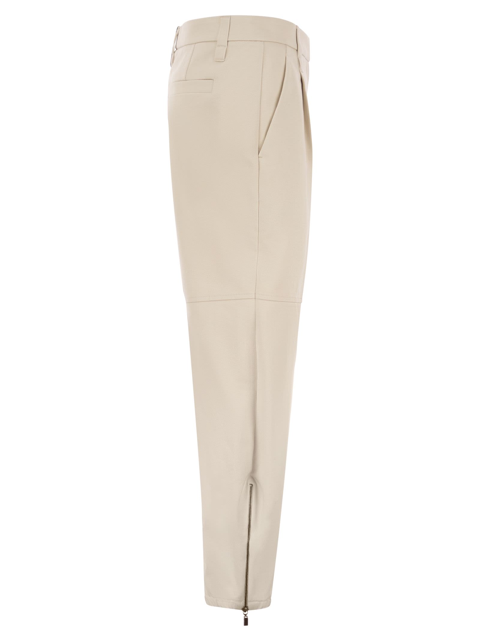 Shop Brunello Cucinelli Utility Track Trousers In Dyed Couture Denim With Jewellery In Yellow Cream