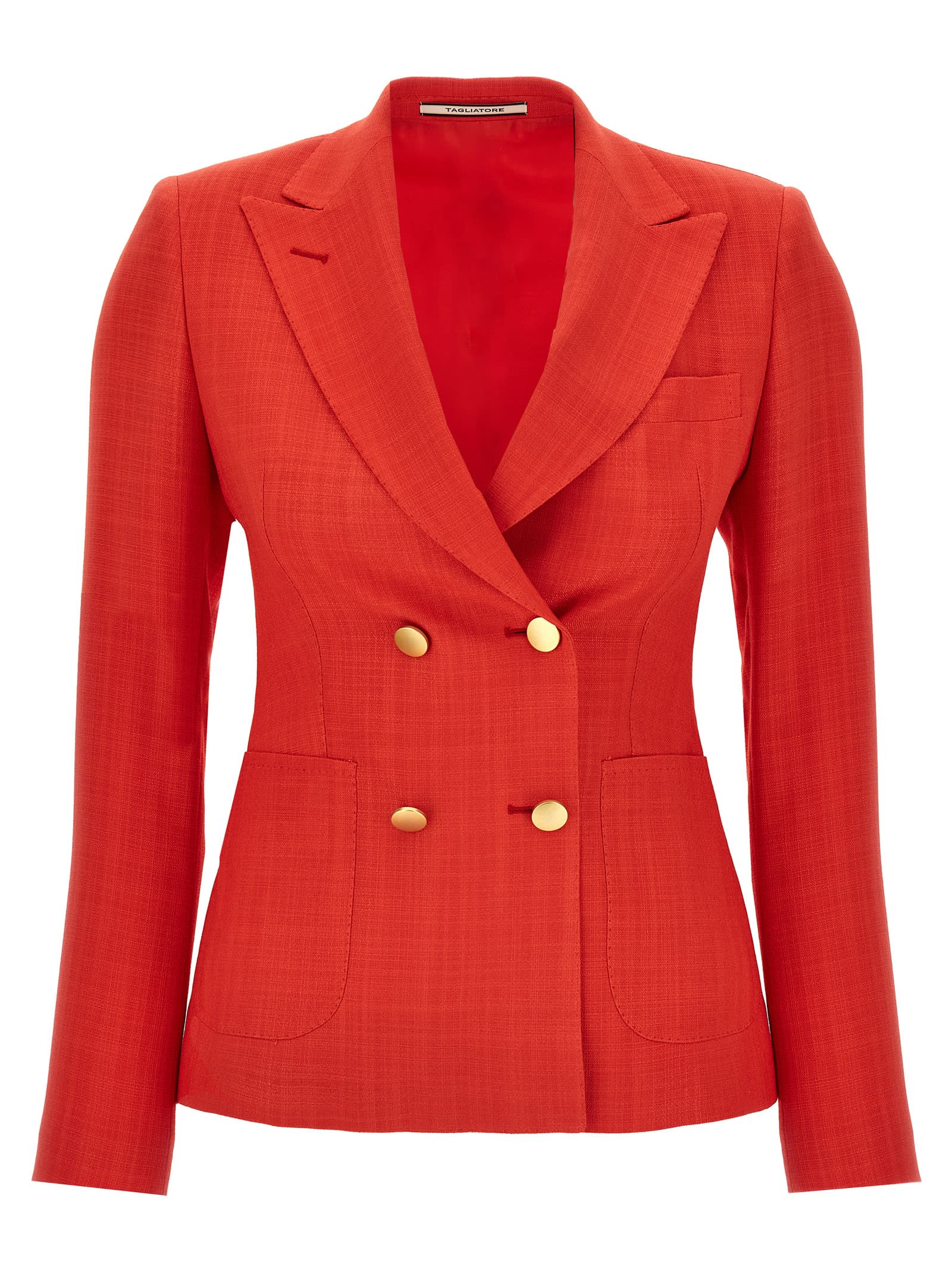 Tagliatore J-coral Double-breasted Blazer In Viscose In Red