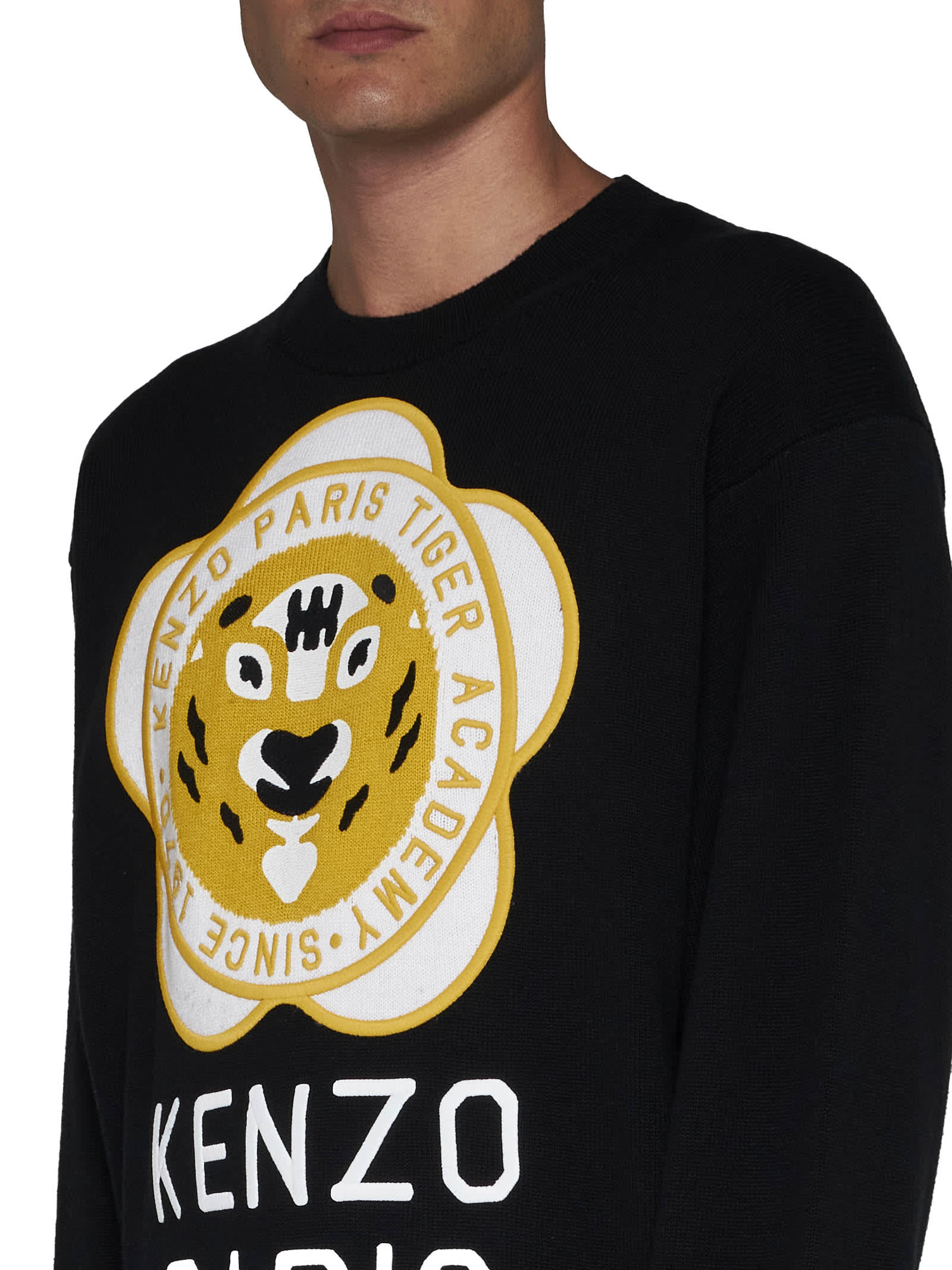 Kenzo Tiger Academy Wool-blend Sweater In Black