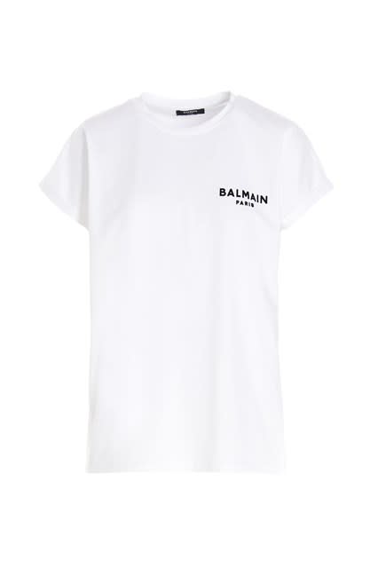 Balmain T-shirt Bianca Con Logo Nero Xf0ef010bb01gab