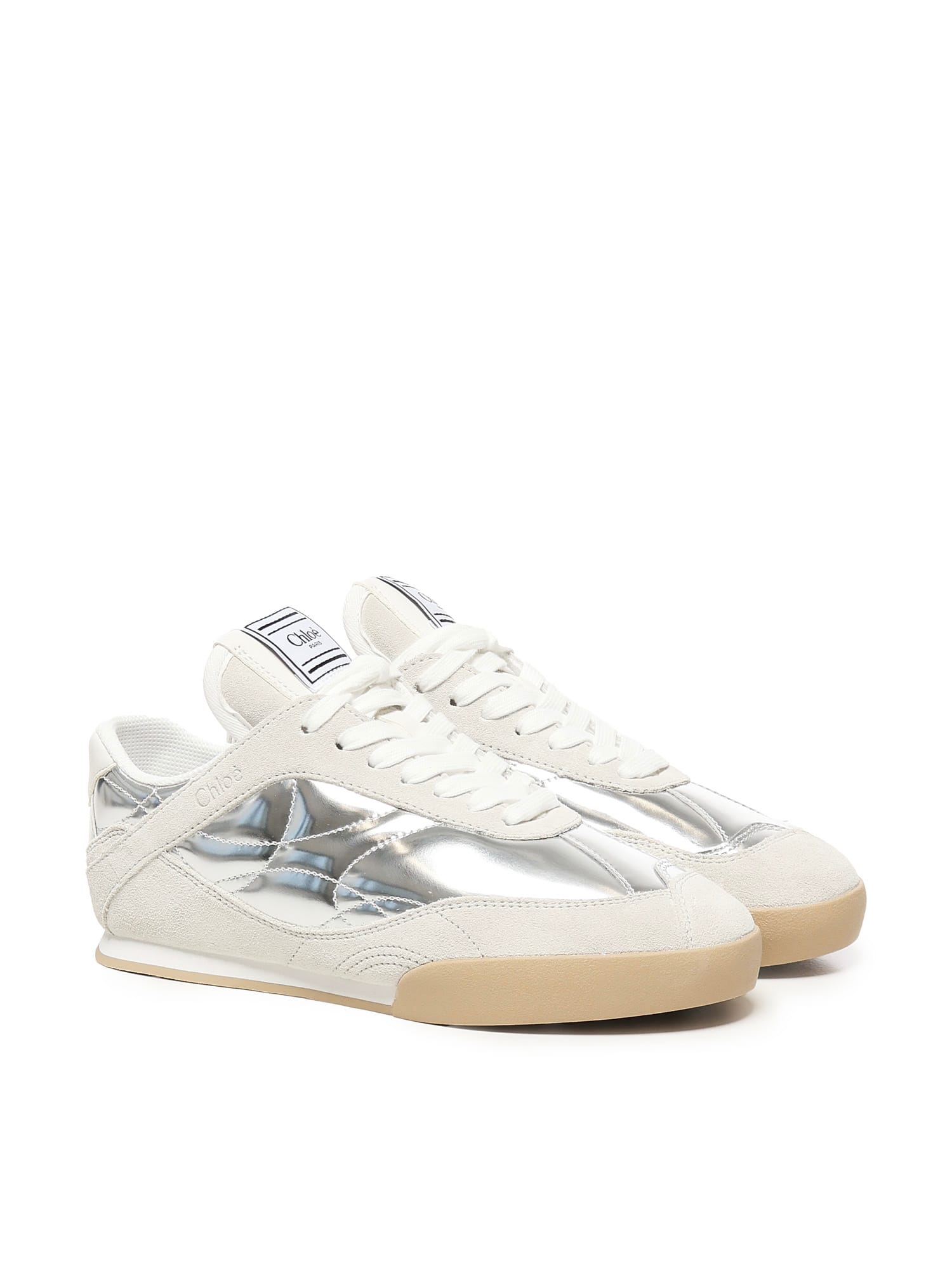 Chloé Kick Sneakers In Silver Suede And Leather In Silver