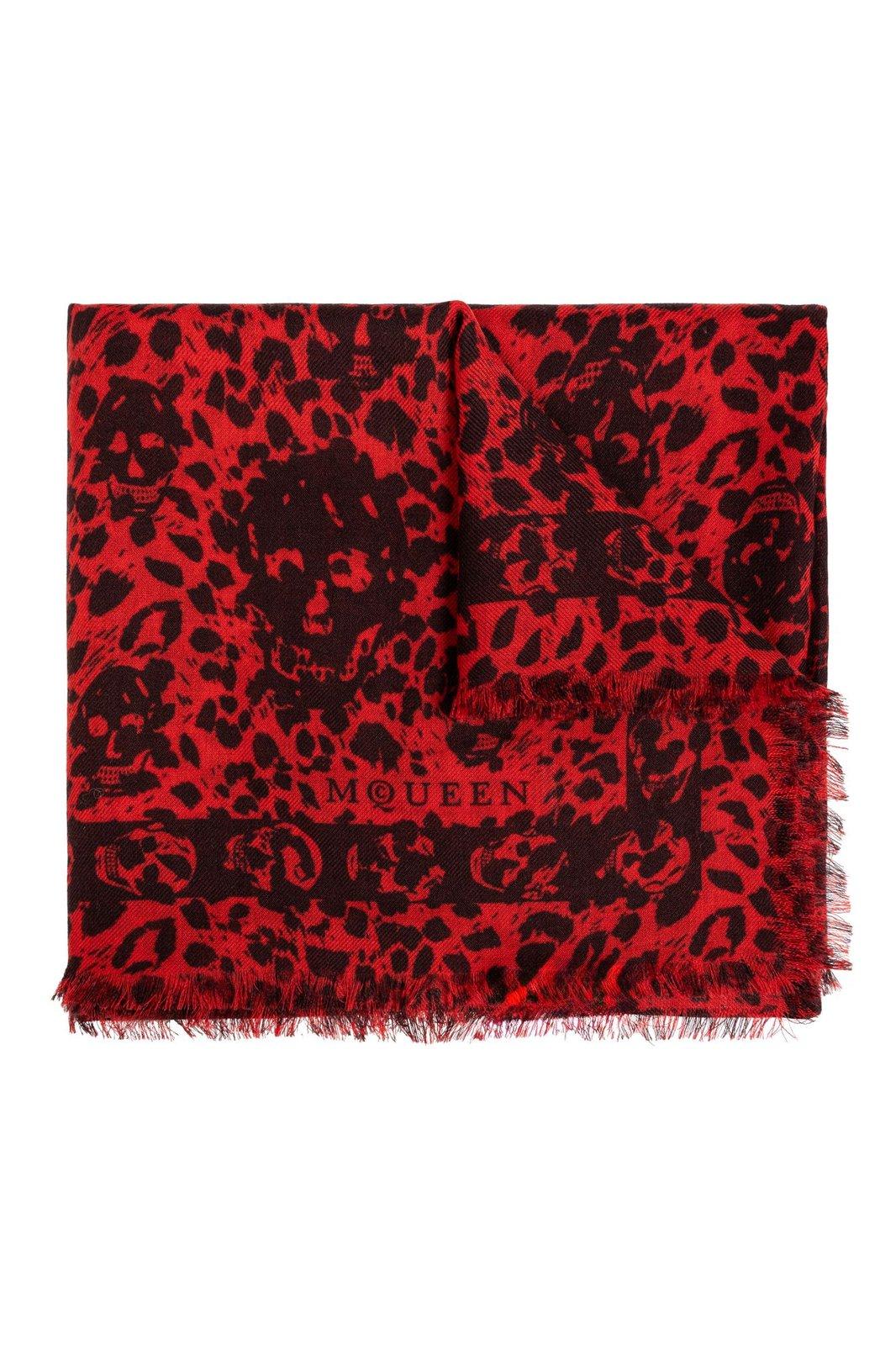 Leopard Printed Fringed-edge Scarf