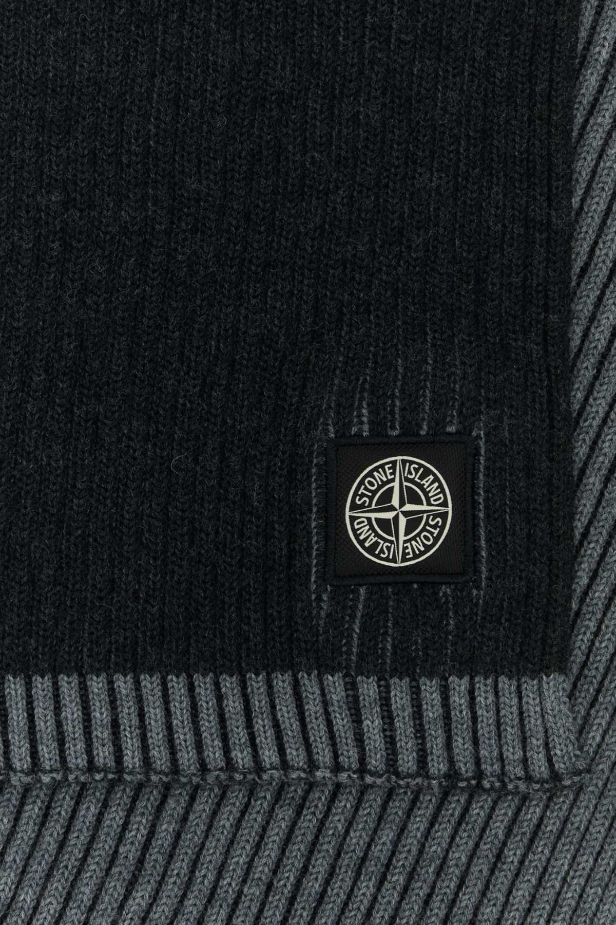 STONE ISLAND DARK GREY WOOL SCARF