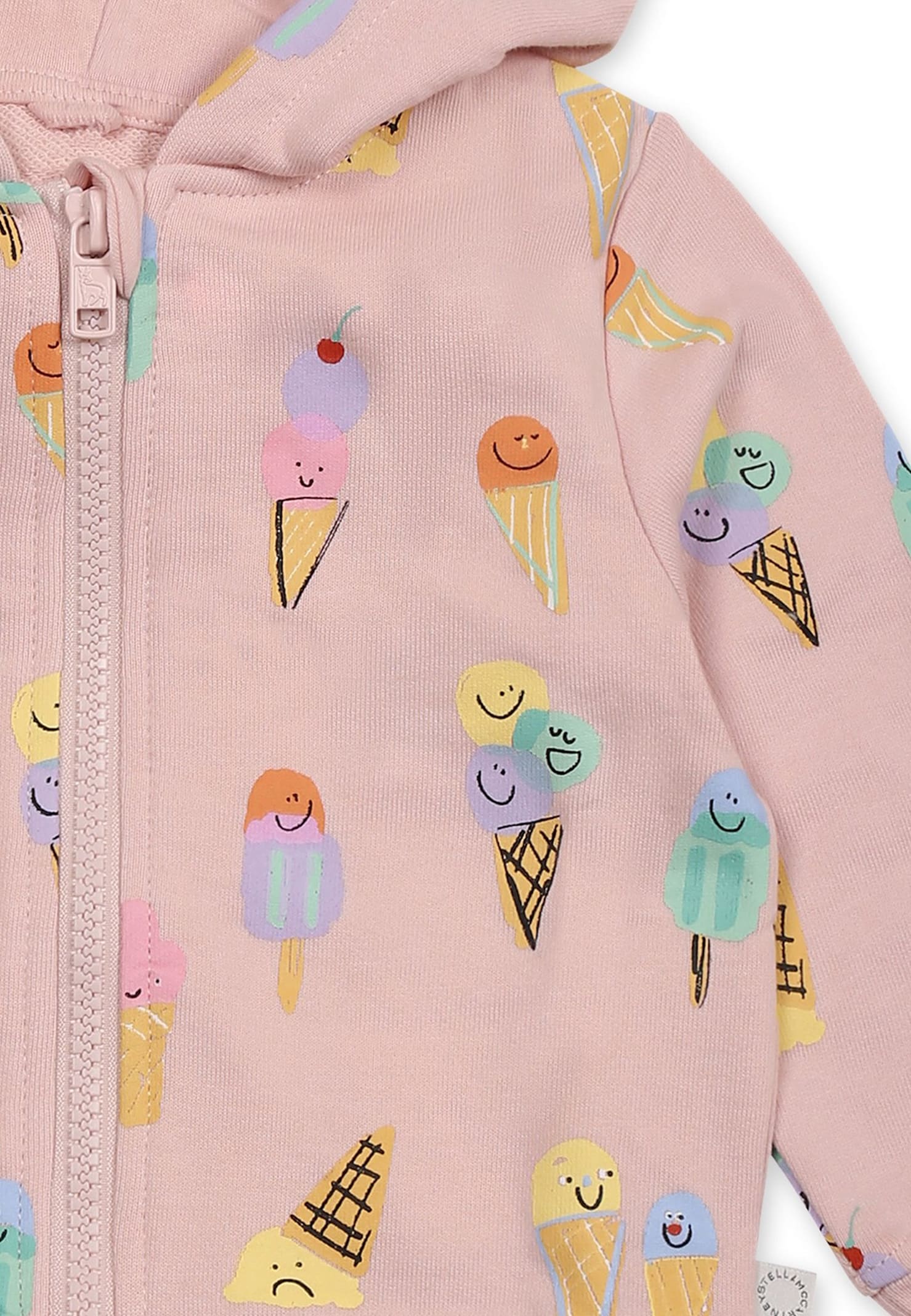 Stella Mccartney Pink Sweatshirt For Baby Girl With Ice Cream In Pink