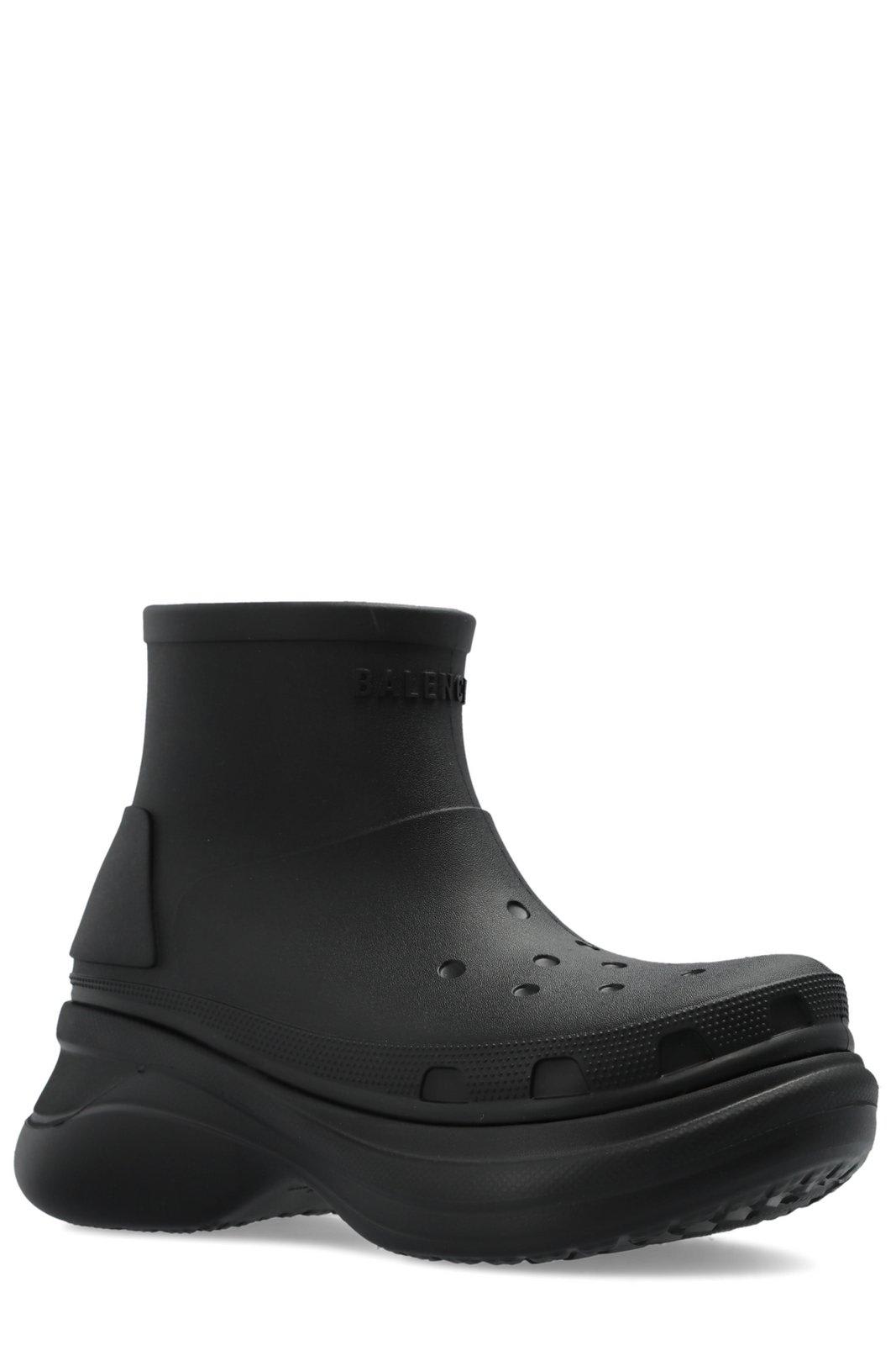 BALENCIAGA X CROCS LOGO EMBOSSED ANKLE BOOTS 