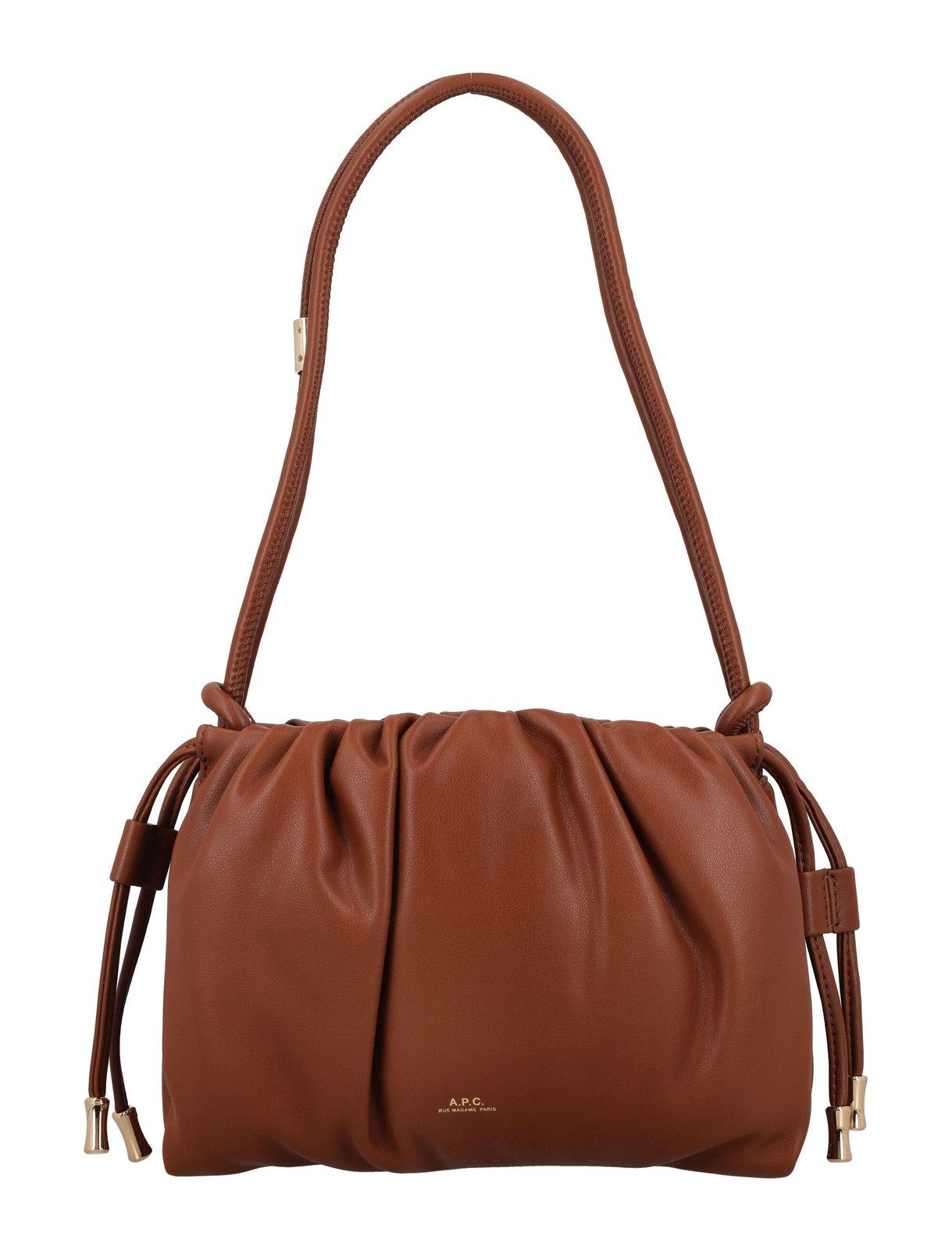 Shop Apc Ruched-detail Drawstring Crossbody Bag In Cad Noisette