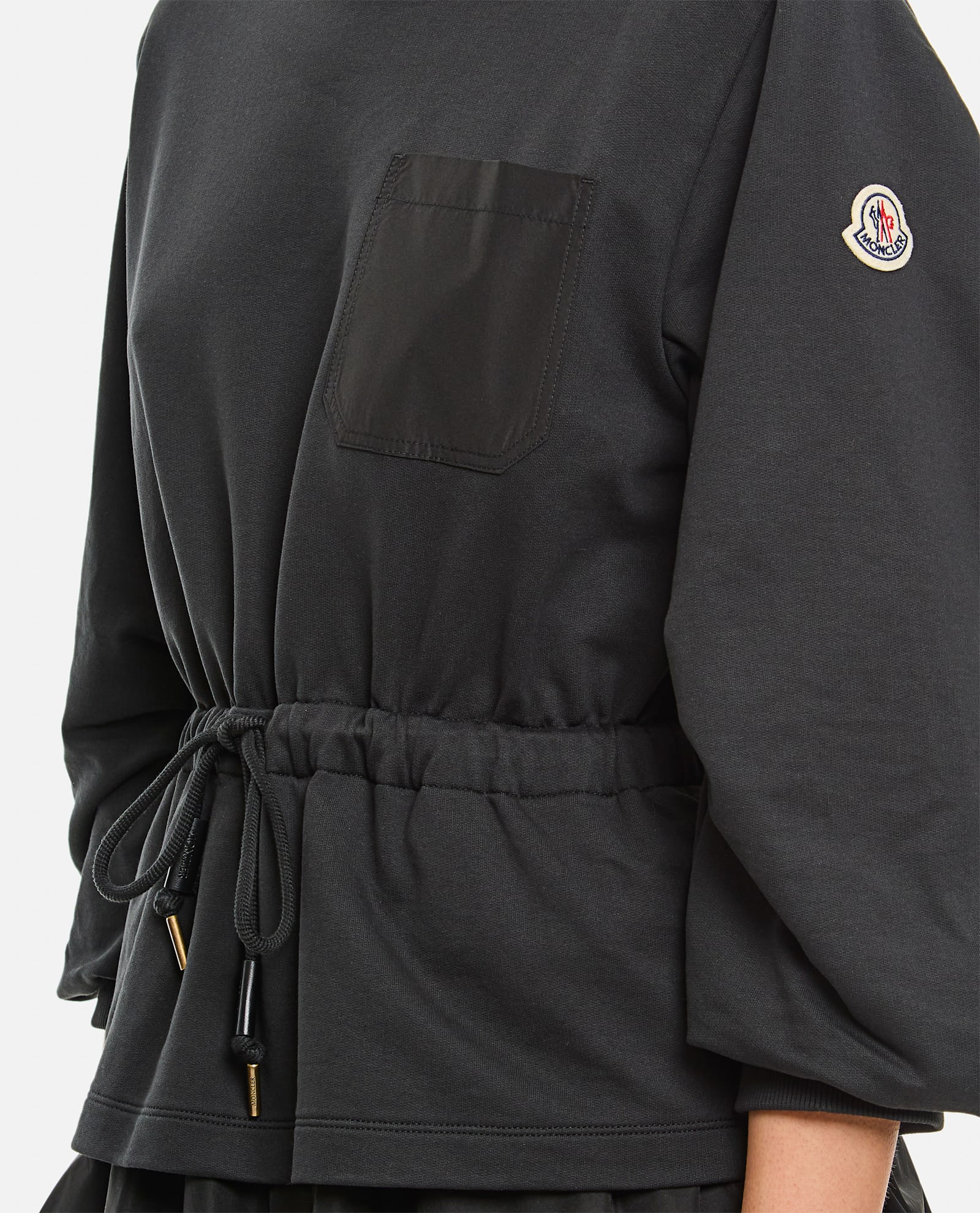 Moncler Abito Felpa In Cotone Nero Donna