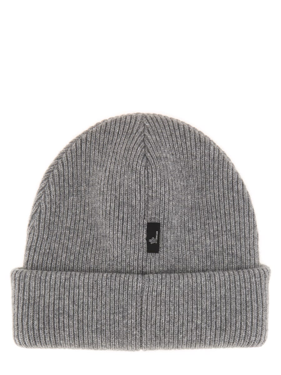 Moncler Grenoble Women Beanie Hat With Logo In Grey