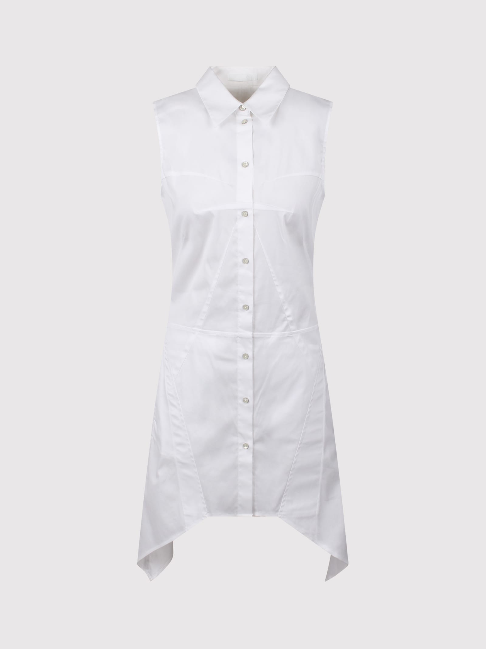 Helmut Lang Bustier Shirt Mini Dress In White