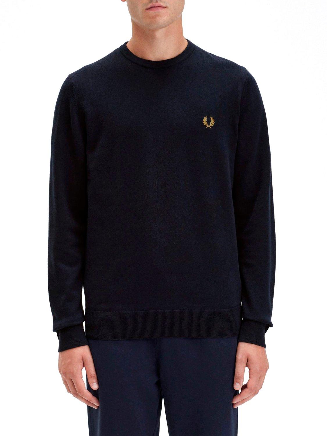 Fred Perry Mens Classic Crew Neck Jumper Nos In Navy