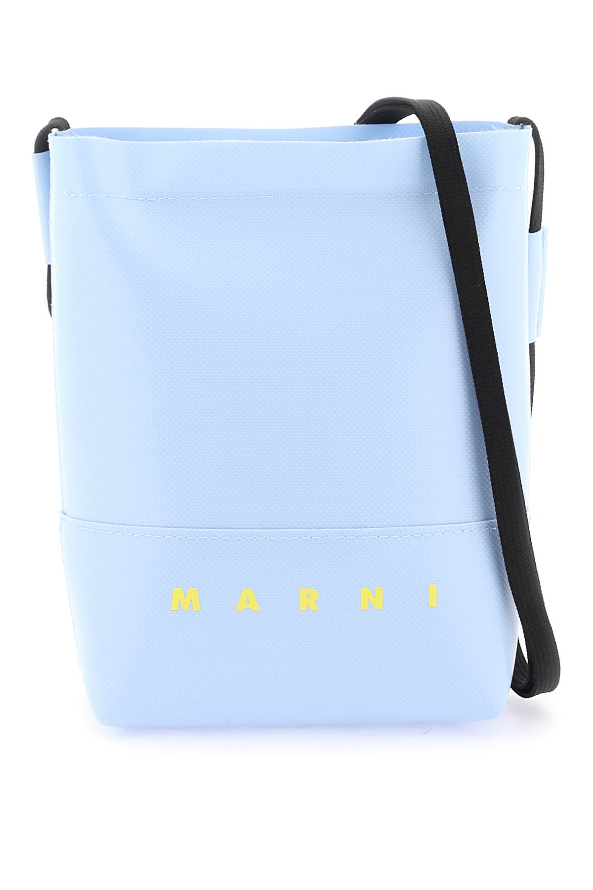 Shop Marni Coated Canvas Crossbody Bag In Light Blue (light Blue)