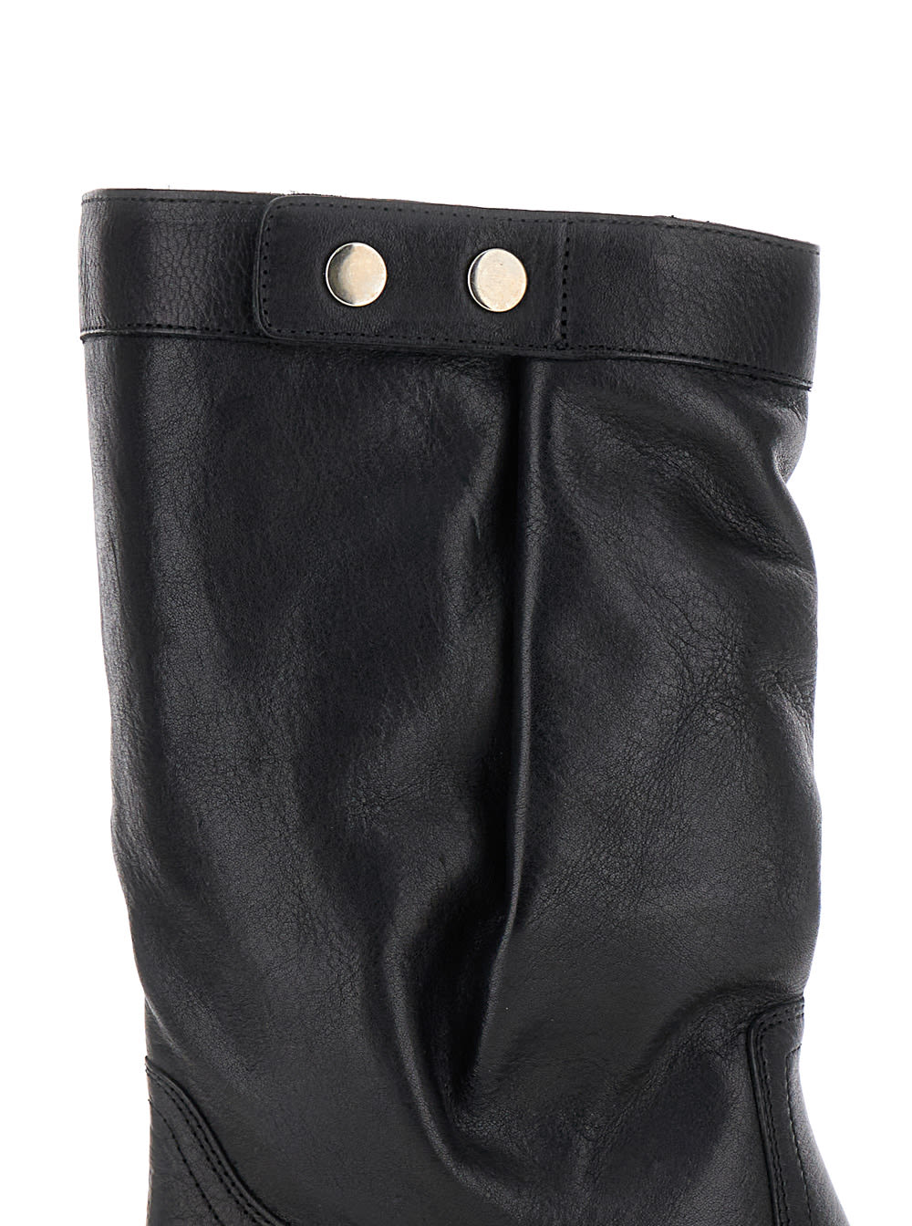 Shop Isabel Marant Ademe Black Biker Boots With Buttons In Leather Woman