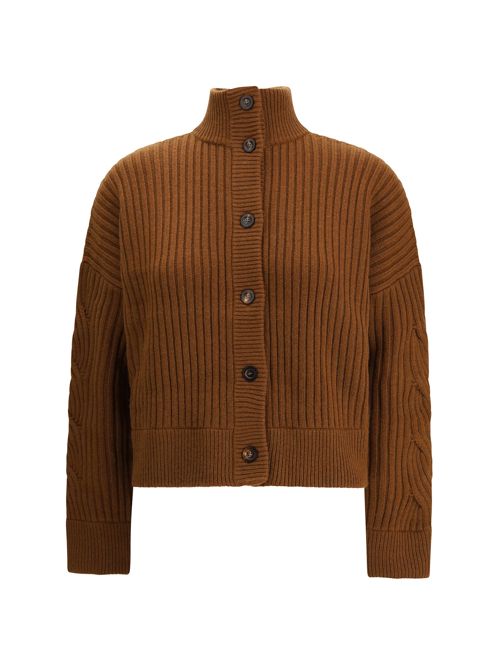 Max Mara Afelio Wool And Cashmere Cardigan In Brown