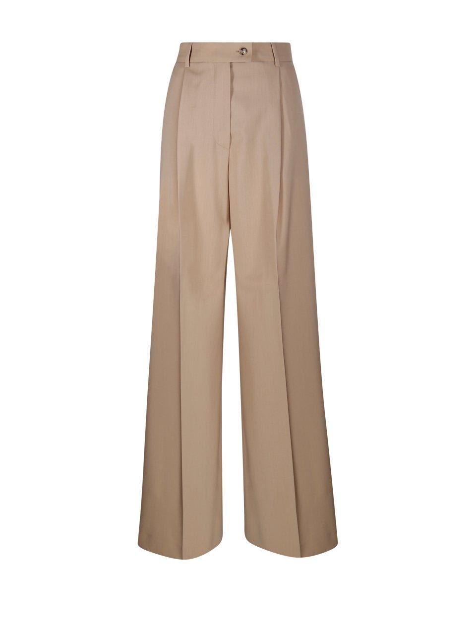 Shop Sportmax Button Detailed Straight Leg Pants In Beige