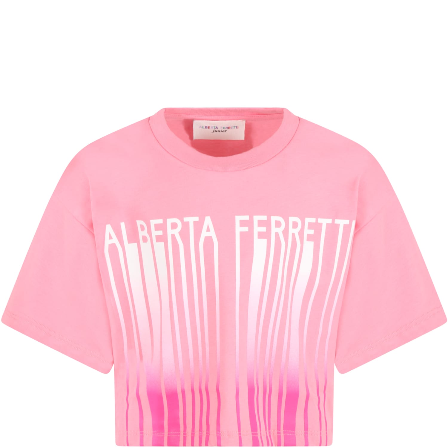 Alberta Ferretti Kids' Fuchsia T-shirt For Girl With White Logo In Pink