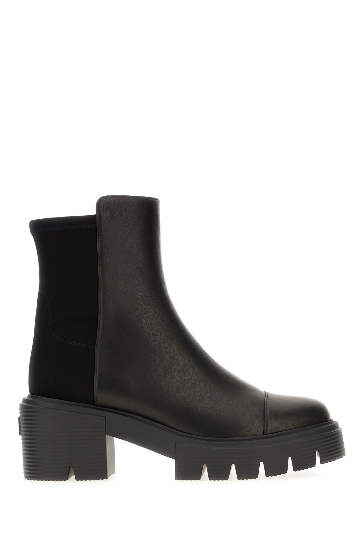 Shop Stuart Weitzman Black Nappa Leather And Fabric Soho Ankle Boots