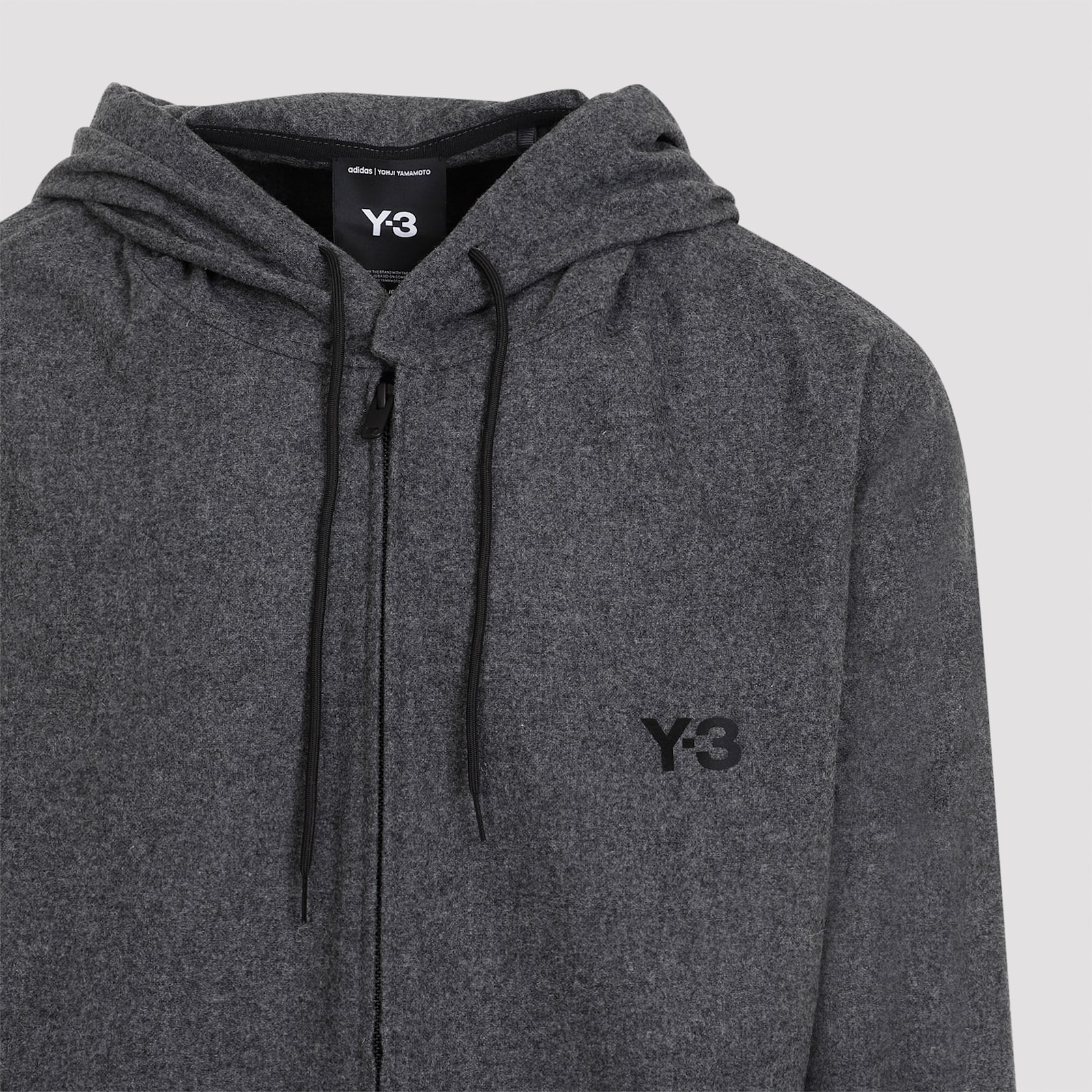 Shop Y-3 Flannel Hoodie Jacket In Grey