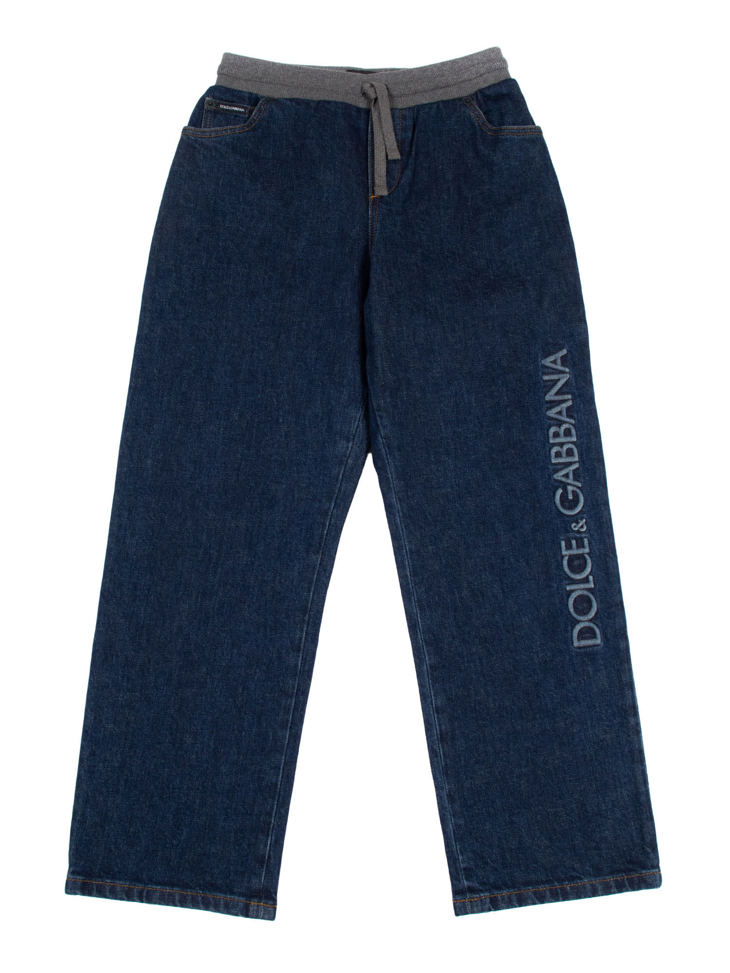 Dolce & Gabbana Drawstring-waistband Jeans In Blue