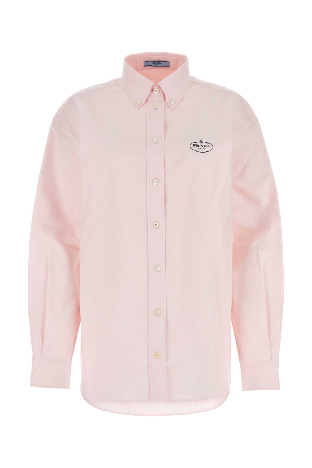Shop Prada Light Pink Oxford Oversize Shirt In Rosa