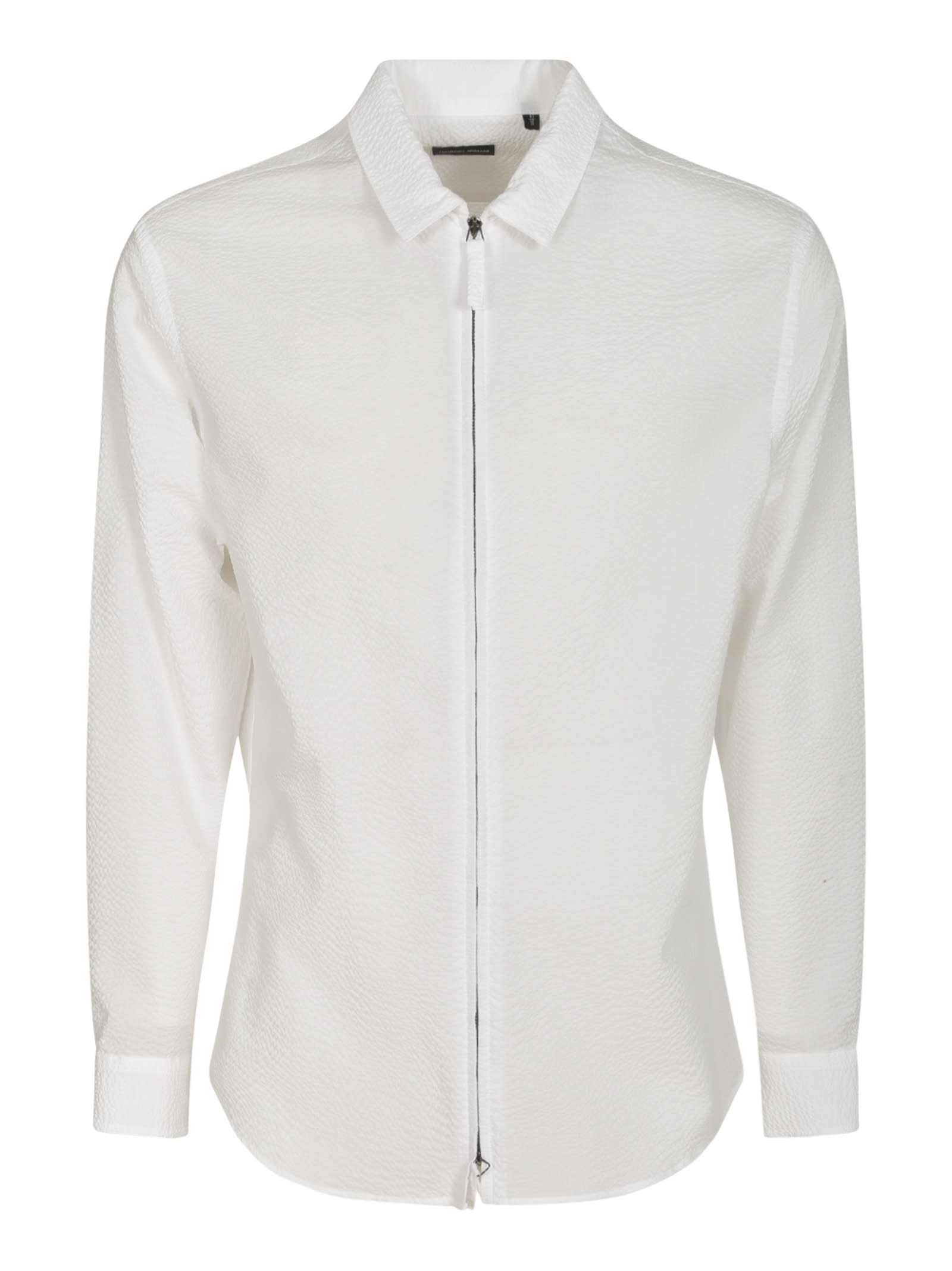 Round Hem Zipped Plain Shirt